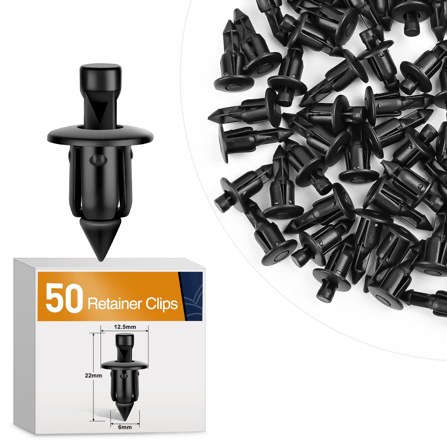 Gooacc 50Pcs M6 Fender Clip Retainer Bumper Nylon Push Rivet Pins Bolt Motorcycle Hardware (2005-6Sriv) For Honda Kawasaki Suzuk