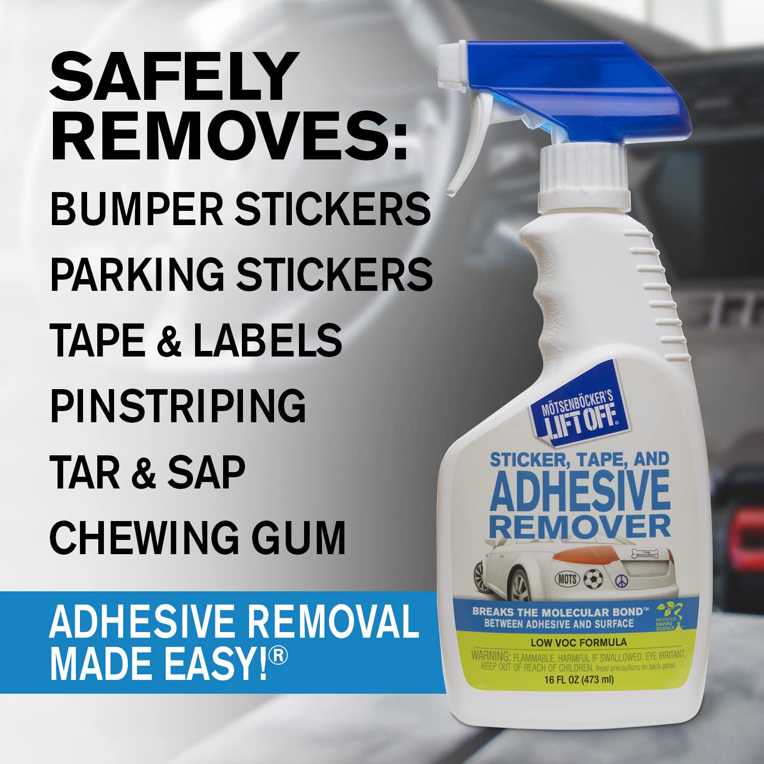 Motsenbockers Lift Off 45706 16-Ounce Sticker, Tape, and Adhesive Remover Safely Eliminates Bumper Stickers, Pinstriping, Adhesi