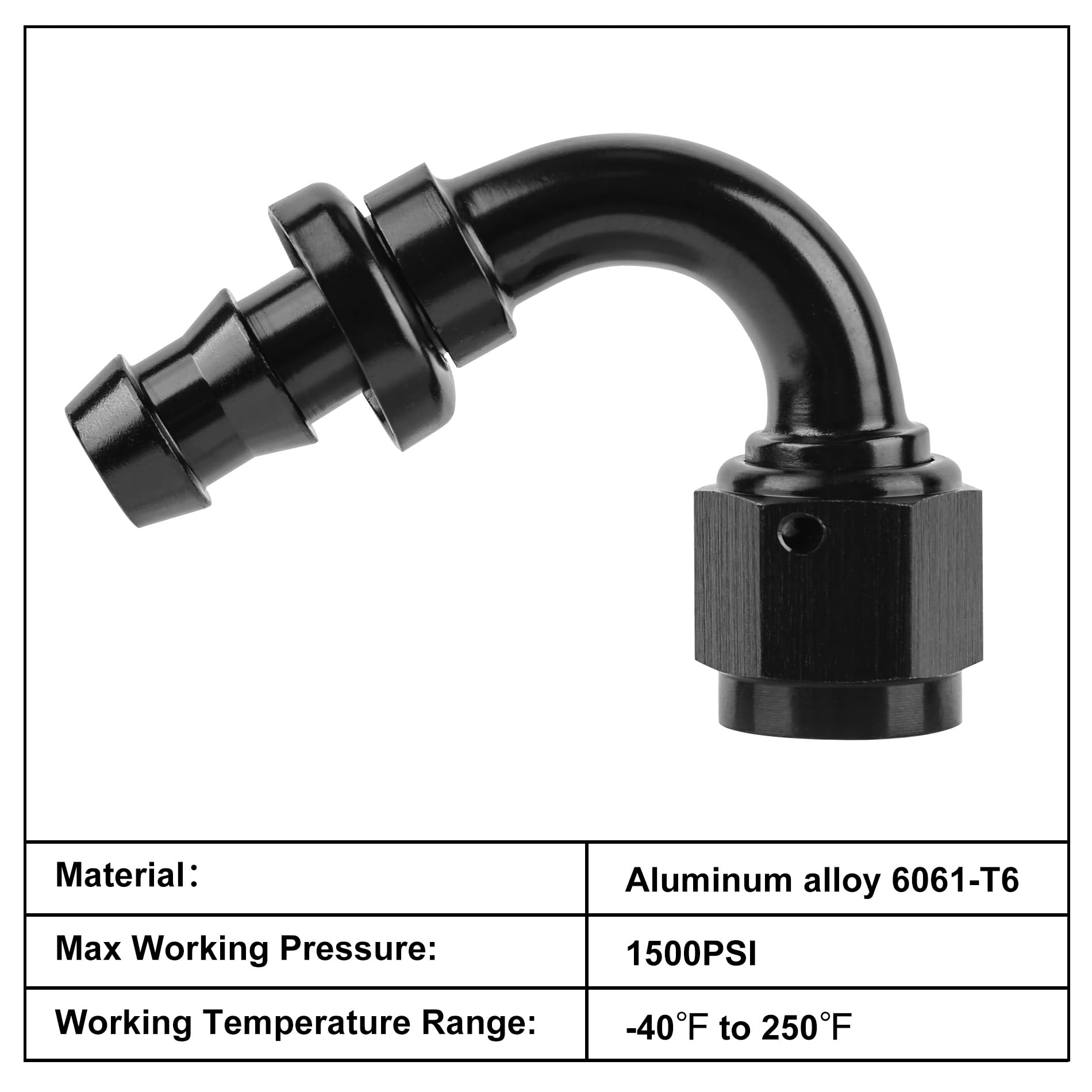 Evil Energy 10An 120 Degree Push Lock Hose Fitting End Black