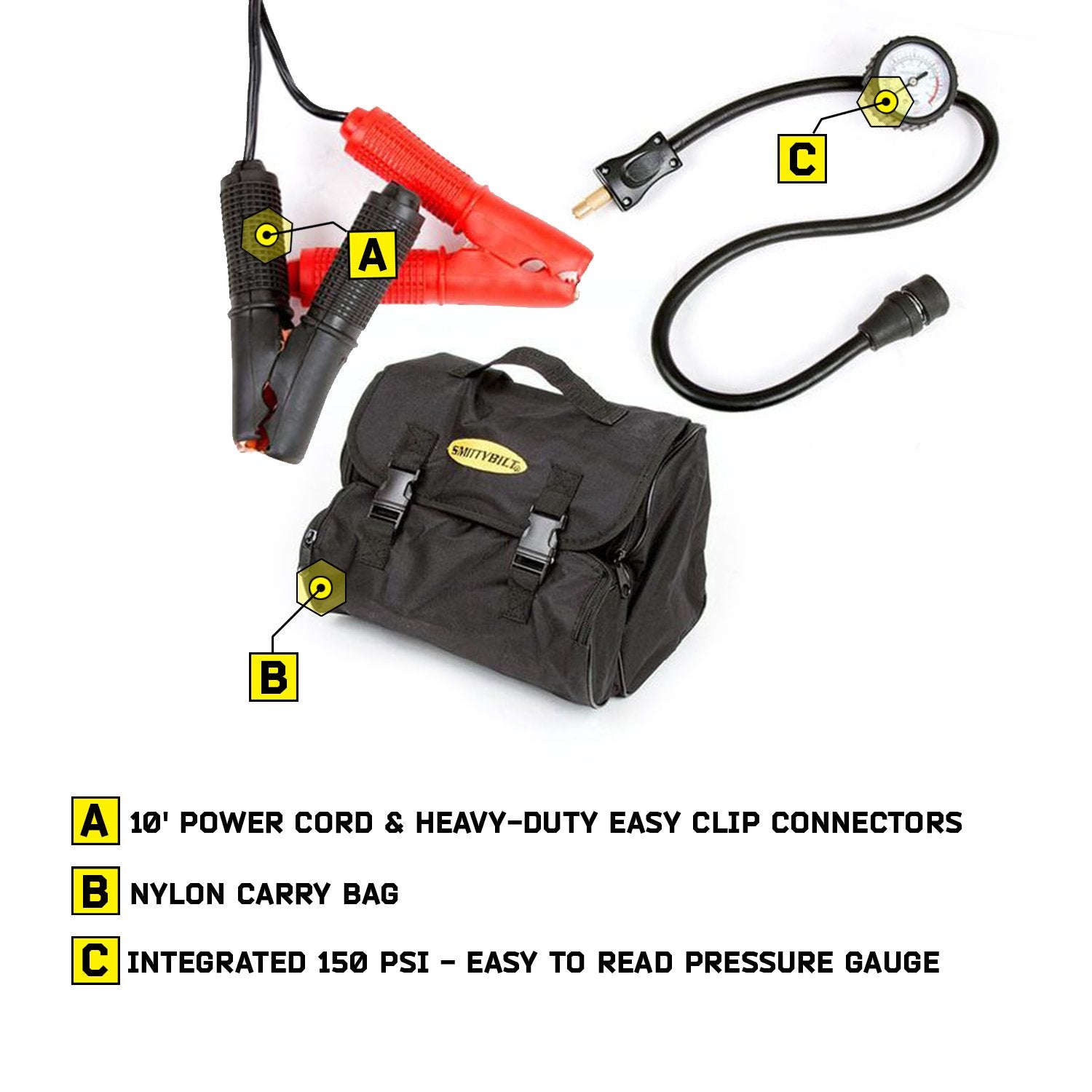 SmittyBilt AIR Compressor 2.54CFM Model 2780 - Black, One Size, Durable Plastic