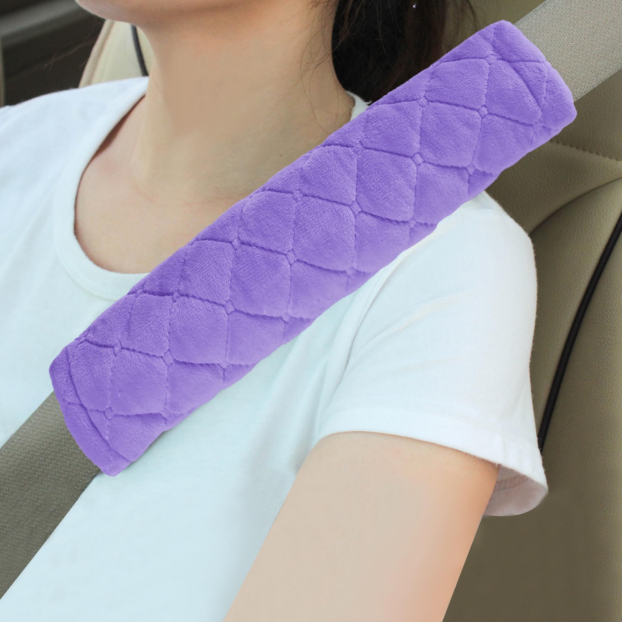Amooca Soft Auto Seat Belt Cover Seatbelt Shoulder Pad Cushions 2 Pcs Universal Fit For All Cars And Backpack For A More Comfort