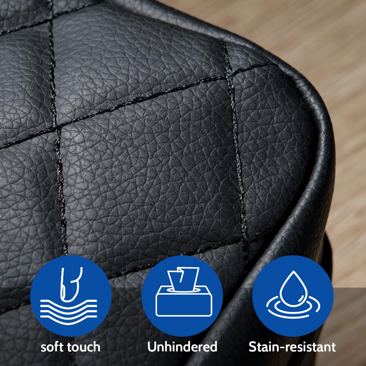 VETERBONE Car Tissue Holder - PU Leather, Fits 120-230 Tissues, 9.84''x4.72''x5.91'', Black, Model FC 1