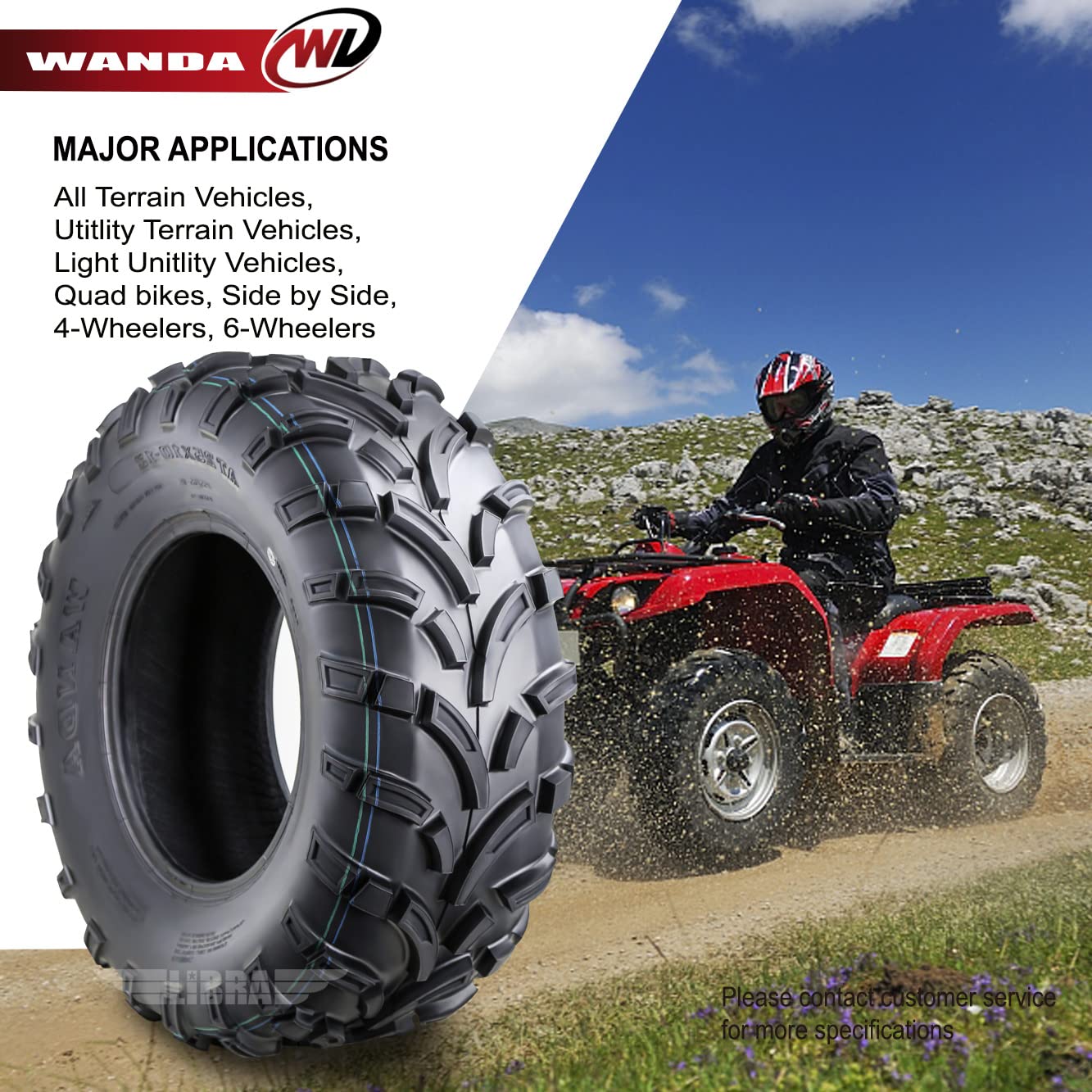Wanda Set Of 4 New Atv/Utv Tires 25X10-12 /6Pr P373-10244