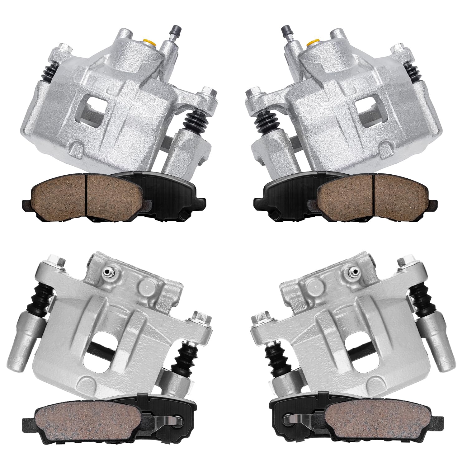 Detroit Axle - Front and Rear Brake Calipers w/Bracket + Brake Pads Kit Replacement for Chrysler 200 Sebring Dodge Caliber - 8pc