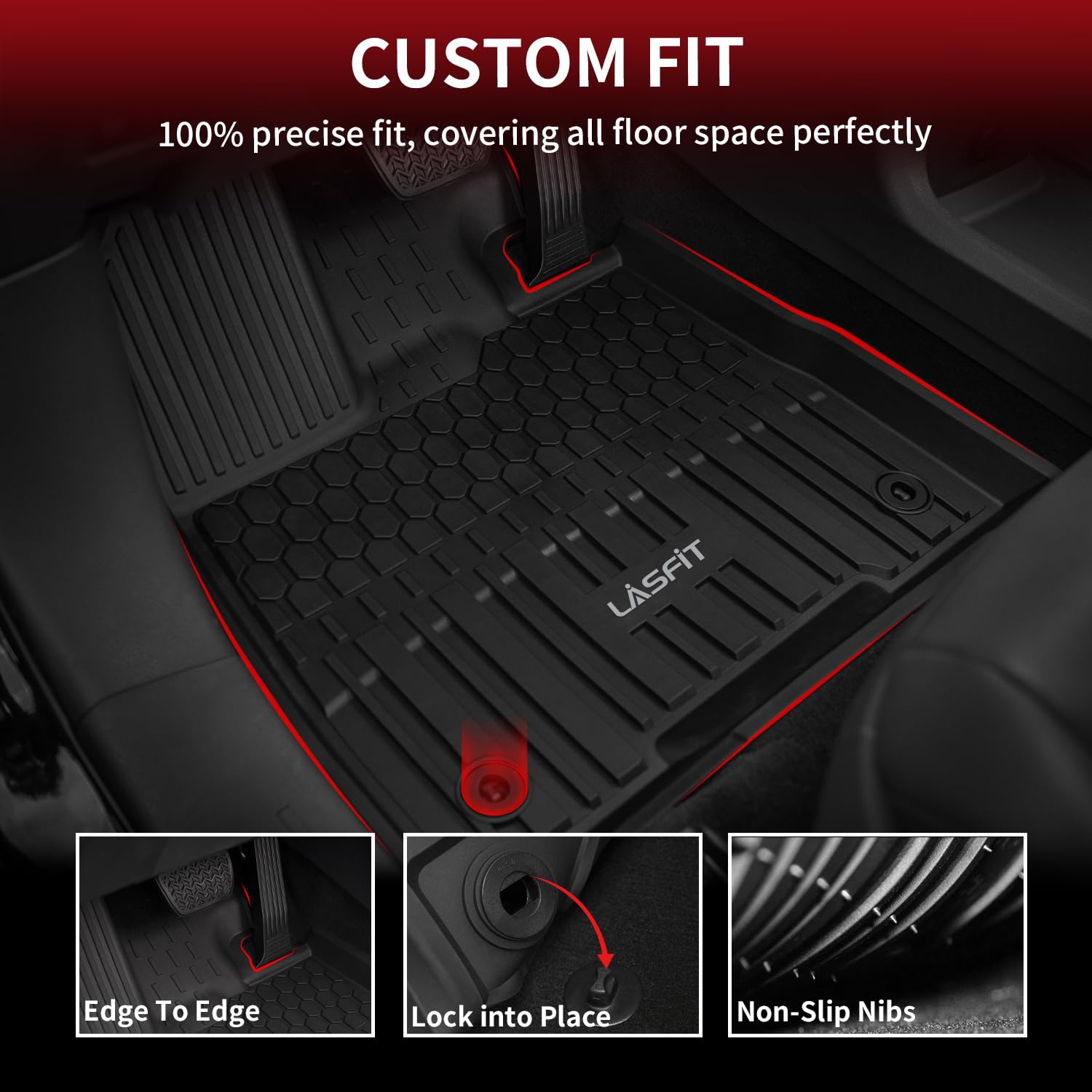 Lasfit Floor Mats For Toyota Sienna 7 Seats 2021-2024 2025 All Weather Tpe Custom Fit Floor Liner For Toyota Sienna Le/Xle/Xse/L