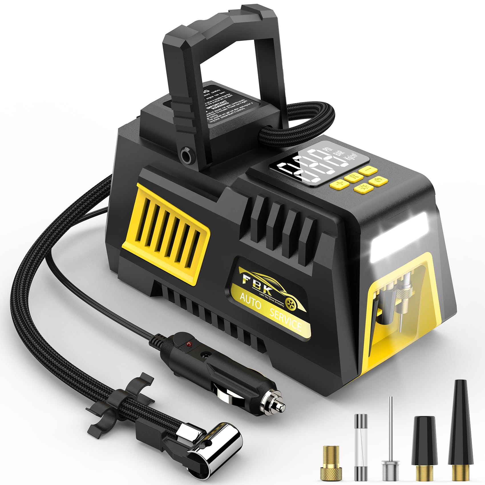 Portable Tire Inflator Digital Air Compressor 12V Dc Tire Air Pump Car Accessories With Auto Shut-Off Function, Emergency Led Li