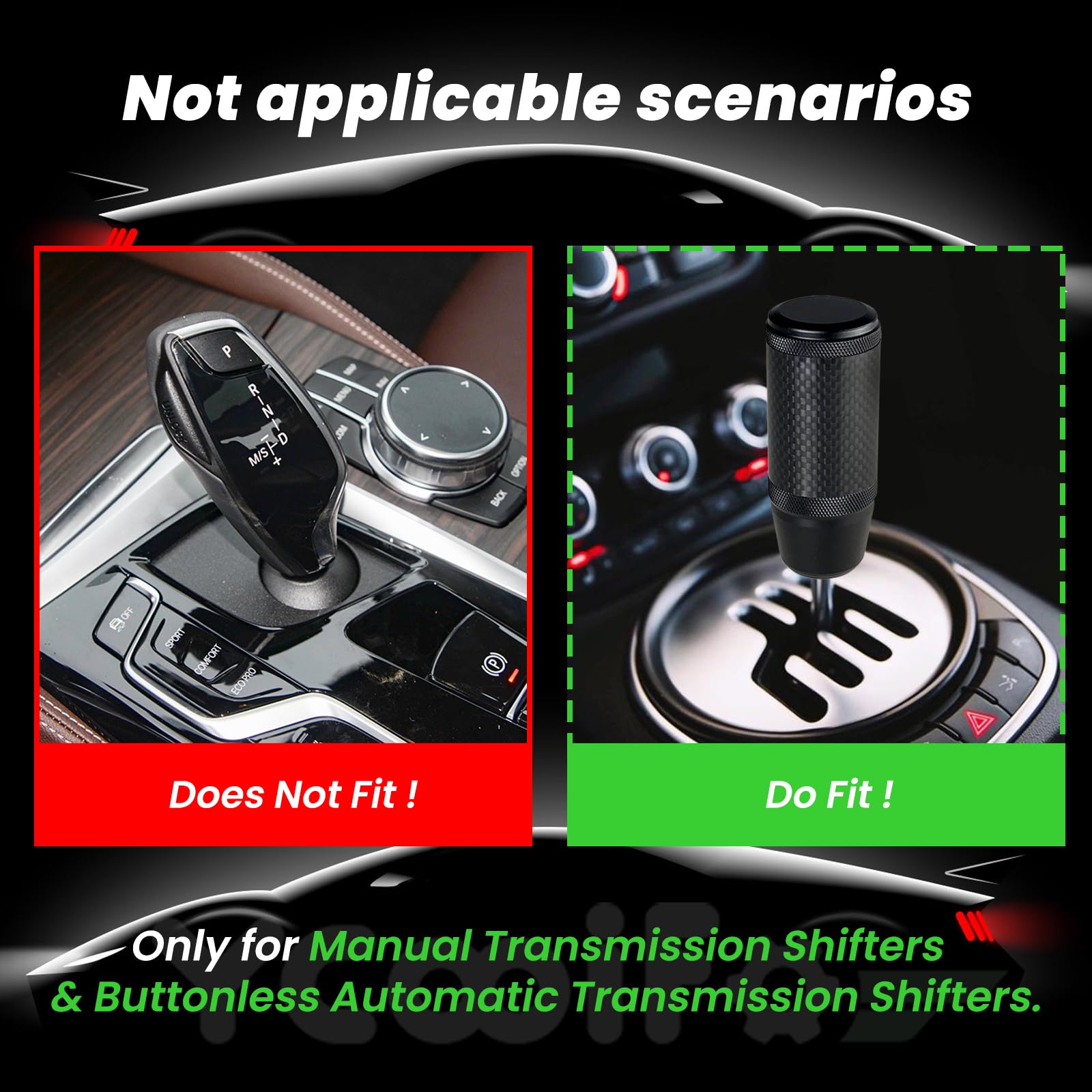 YCooiFo 3.78 Aluminum Weighted Shifter Knob - Grey Manual Gear Shift for Universal M8 M10 M12 Transmissions