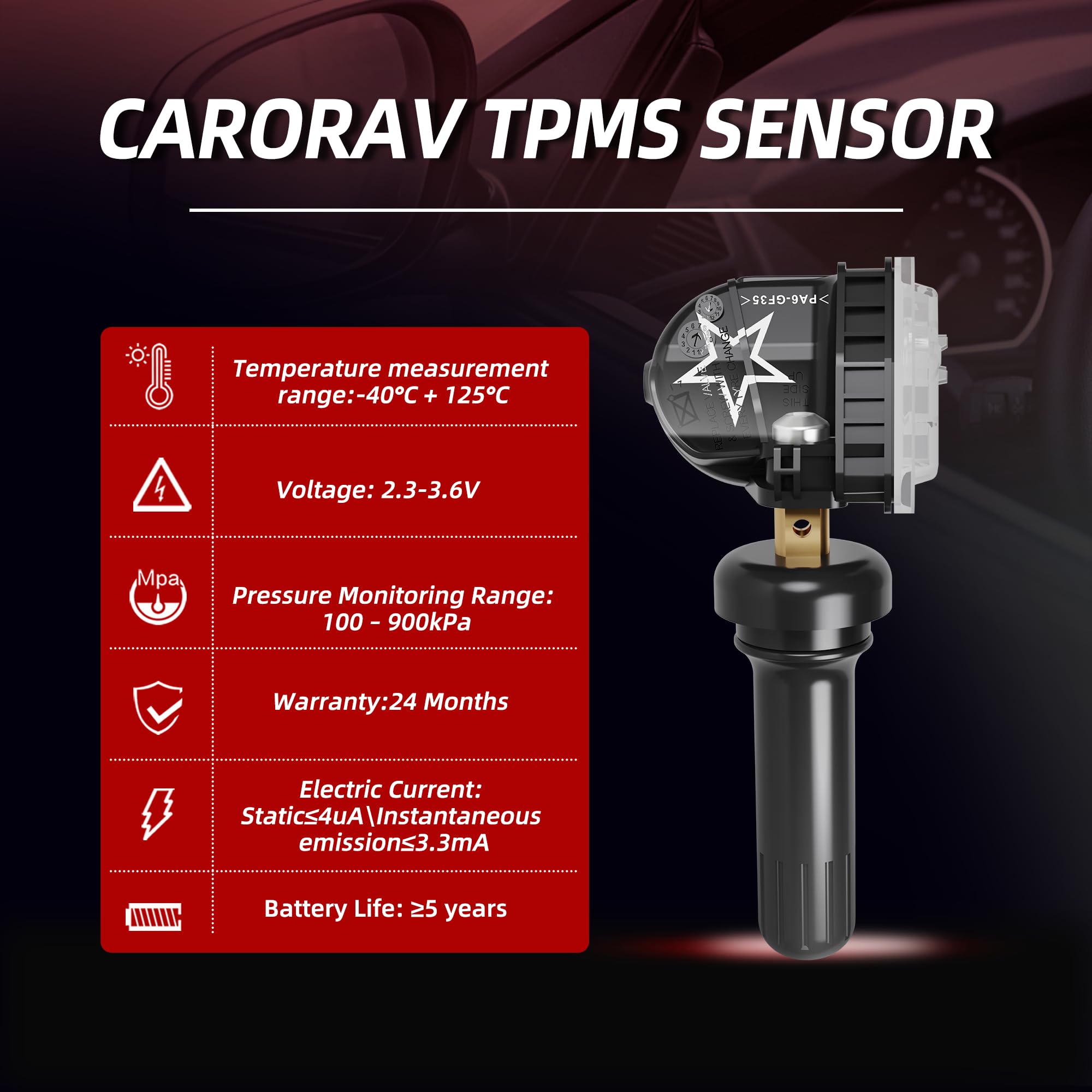 CARORAV TPMS Sensor GM, Tire Pressure Monitoring System Sensor fit for Buick Chevy Cadillac GMC- Silverado Equinox Tahoe Travers
