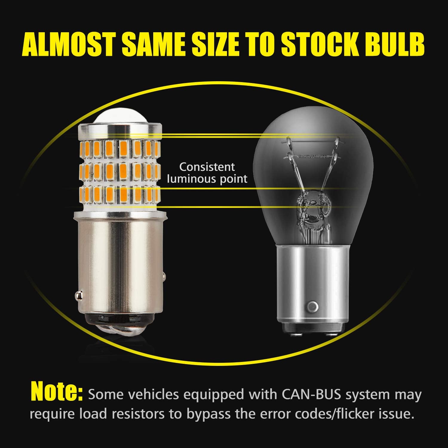 Auxlight 2057 1157 2357 7528 2057A 1157A 2357A Led Bulbs Amber Yellow, Ultra Bright 57-Smd Led Replacement For Blinker Lights, Turn Signal/Parking Or Running Lights, Brake/Tail Lights (Pack Of 2)