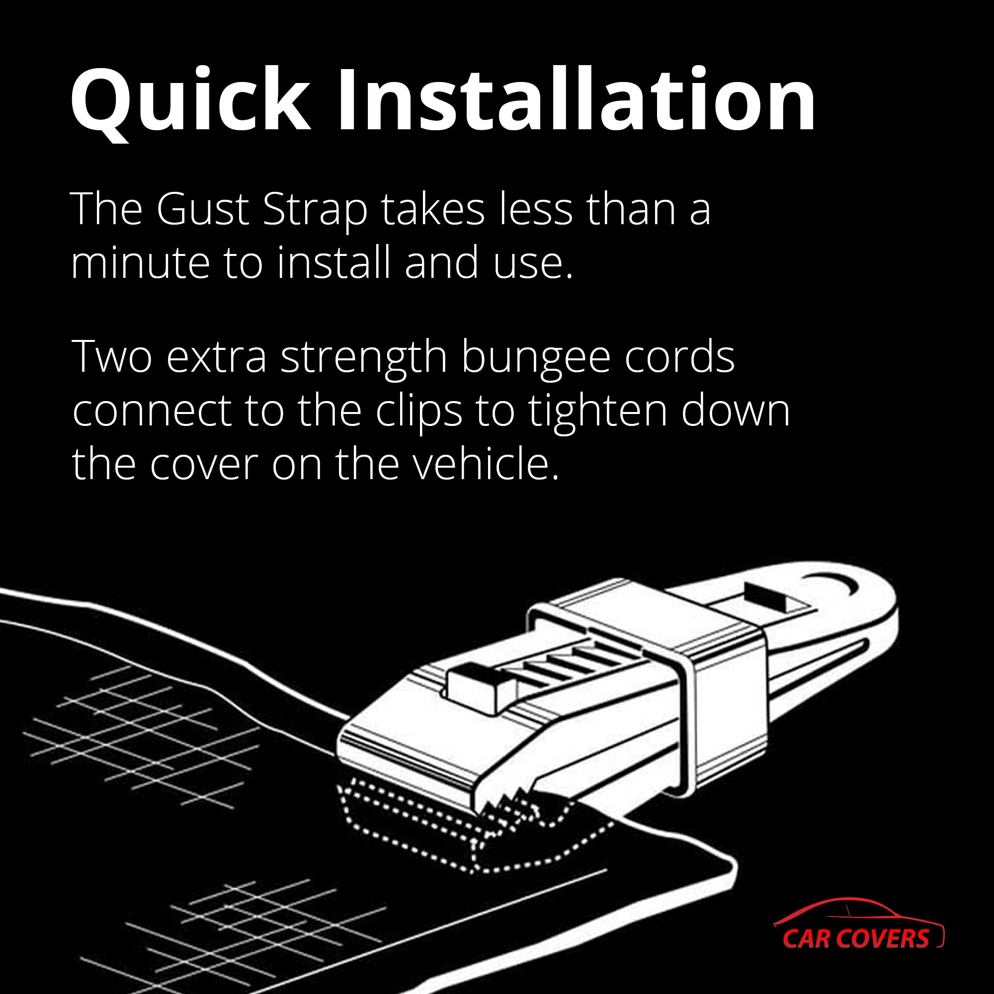 Car Covers Gust Strap Car Cover Wind Protector - Universal Fit for Cars, SUVs, Trucks, Black Nylon, Model gststrp