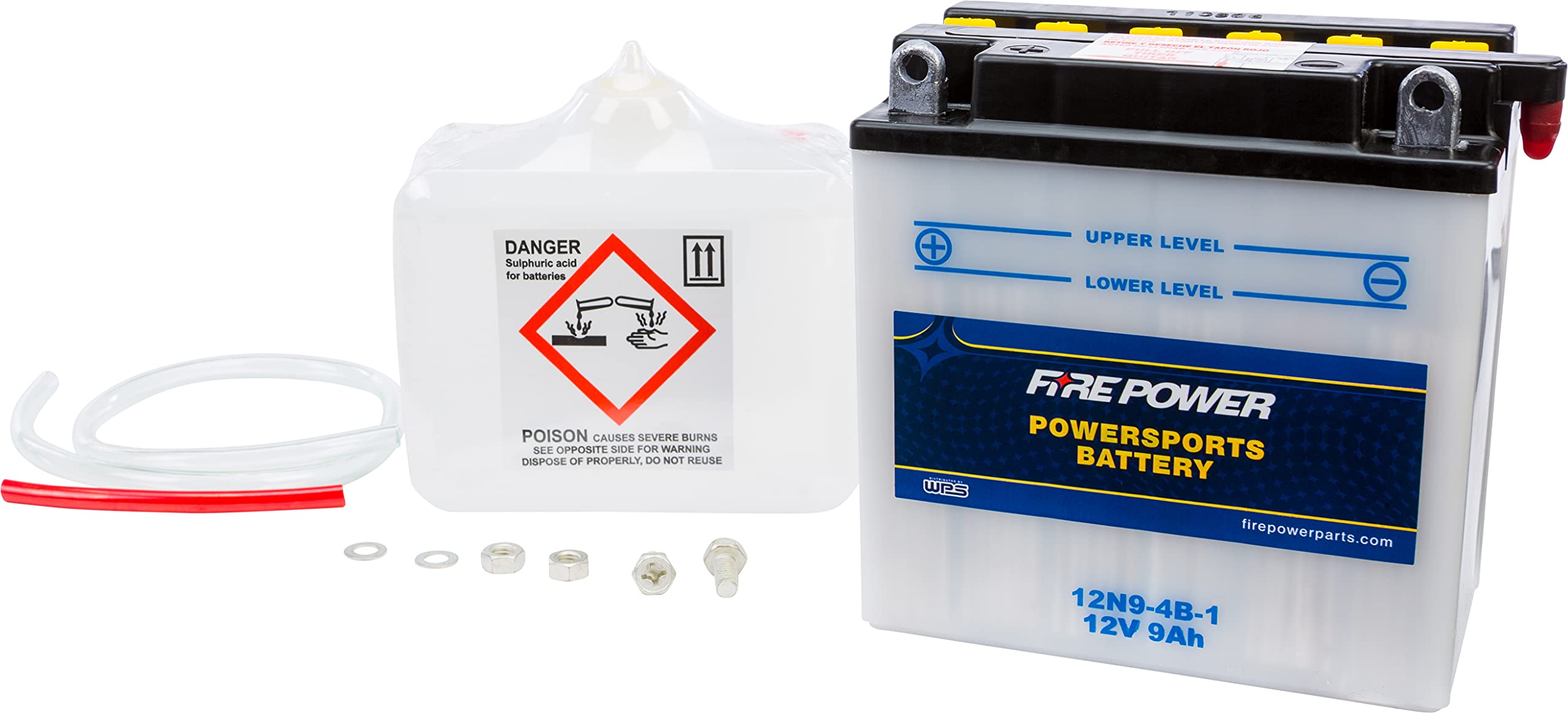Wps Conventional 12V Standard Battery With Acid Pack 12N9-4B-1
