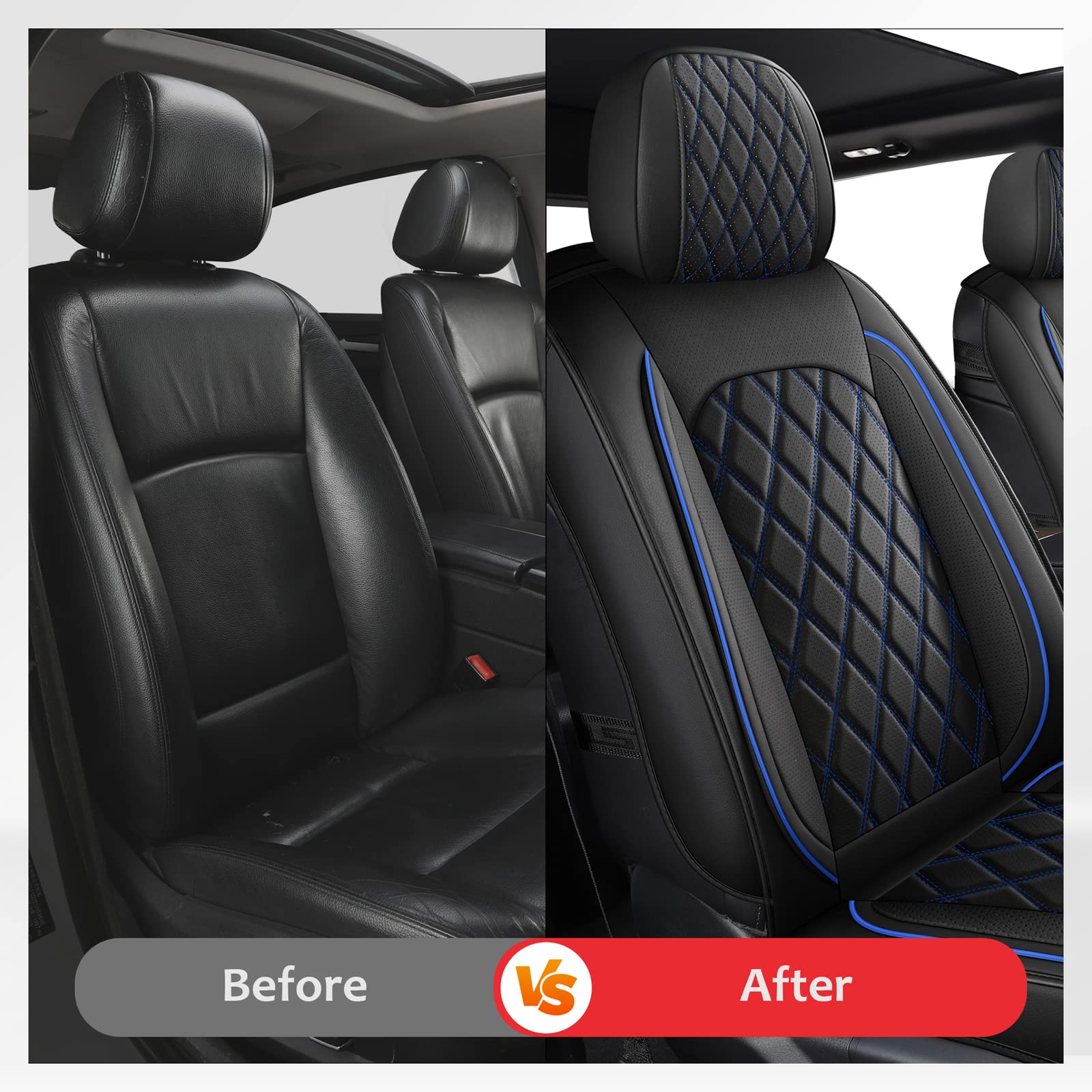 Mirozo 2Pcs Front Seat Covers, Waterproof Car Seat Cover Vehicle Cushion Cover Breathable Fit For Most Sedan, Truck And Suv For