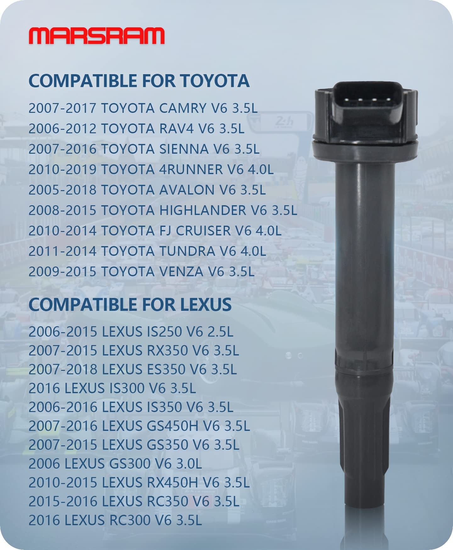 Marsram Ignition Coil Pack Uf487 For 2005-2019 Toyota Camry Rav4 Sienna 4Runner Avalon 2006-2018 Lexus Is250 Rx350 Es350 Is300 I