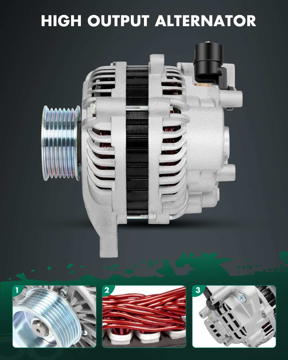 SCITOO Alternator Fit 11176 Fit for Honda for Civic L4 1.8L 2006-2008, for Honda for Civic 1.8L L4 (MFI) 2009-2010, for Honda fo