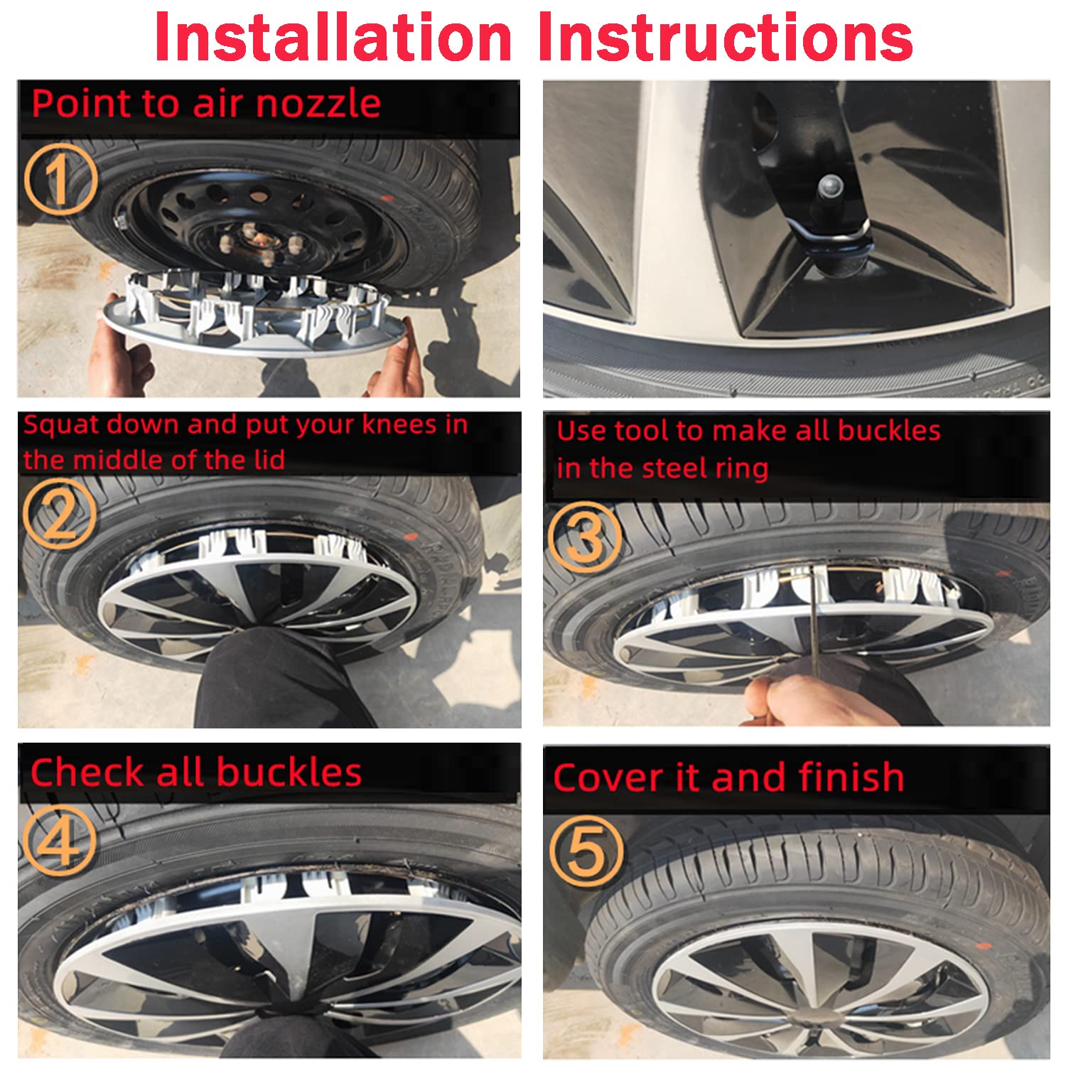 Aiqiying Hubcap Wheel Cover Set of 4, 15-Inch, ABS Material, Blue-Black, Iron Wheels Hub Cap for Car, Truck, SUV