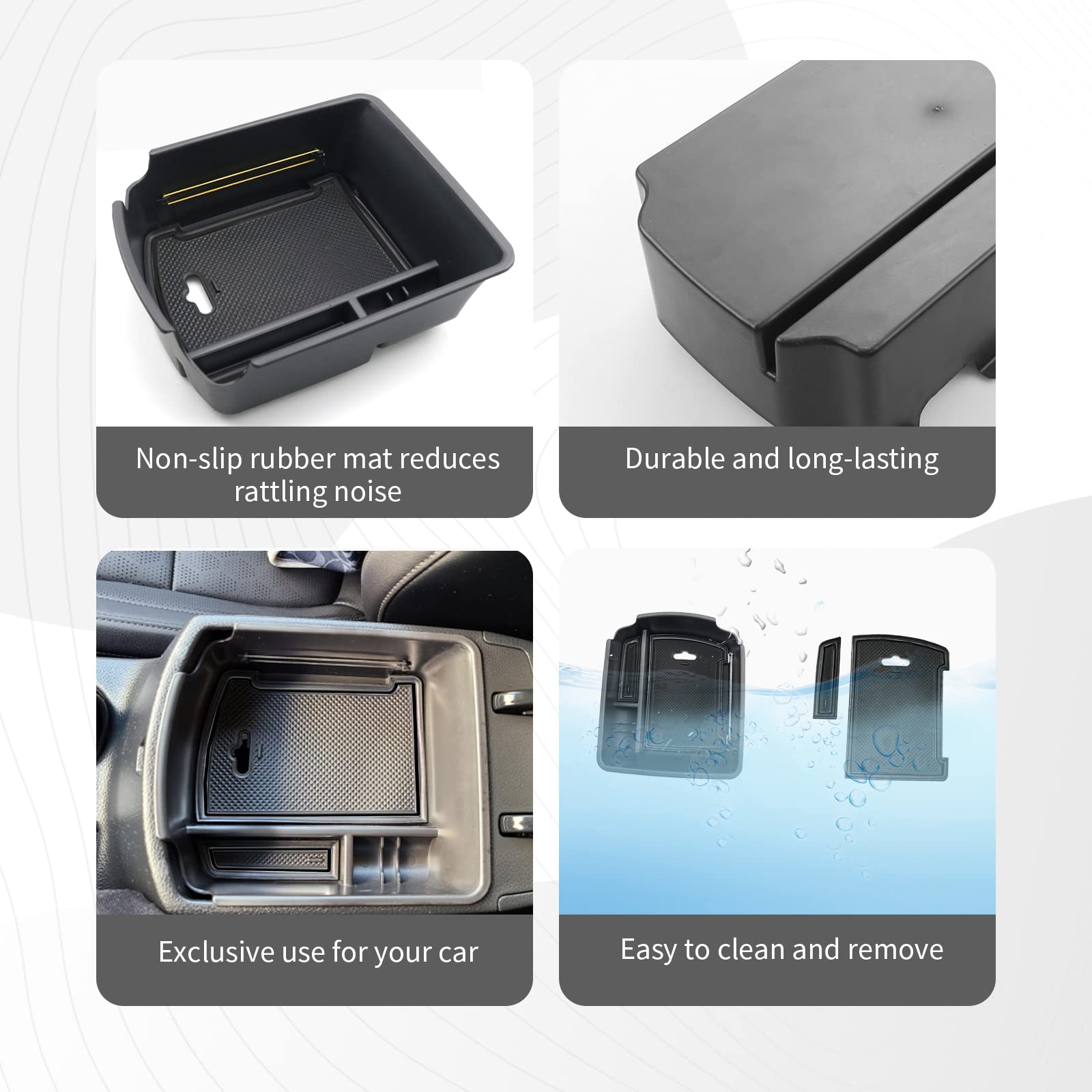 CDEFG Center Console Organizer Tray for 2020-2025 Kia Seltos, ABS Plastic, Black Trim, Coin Container, Armrest Storage Box