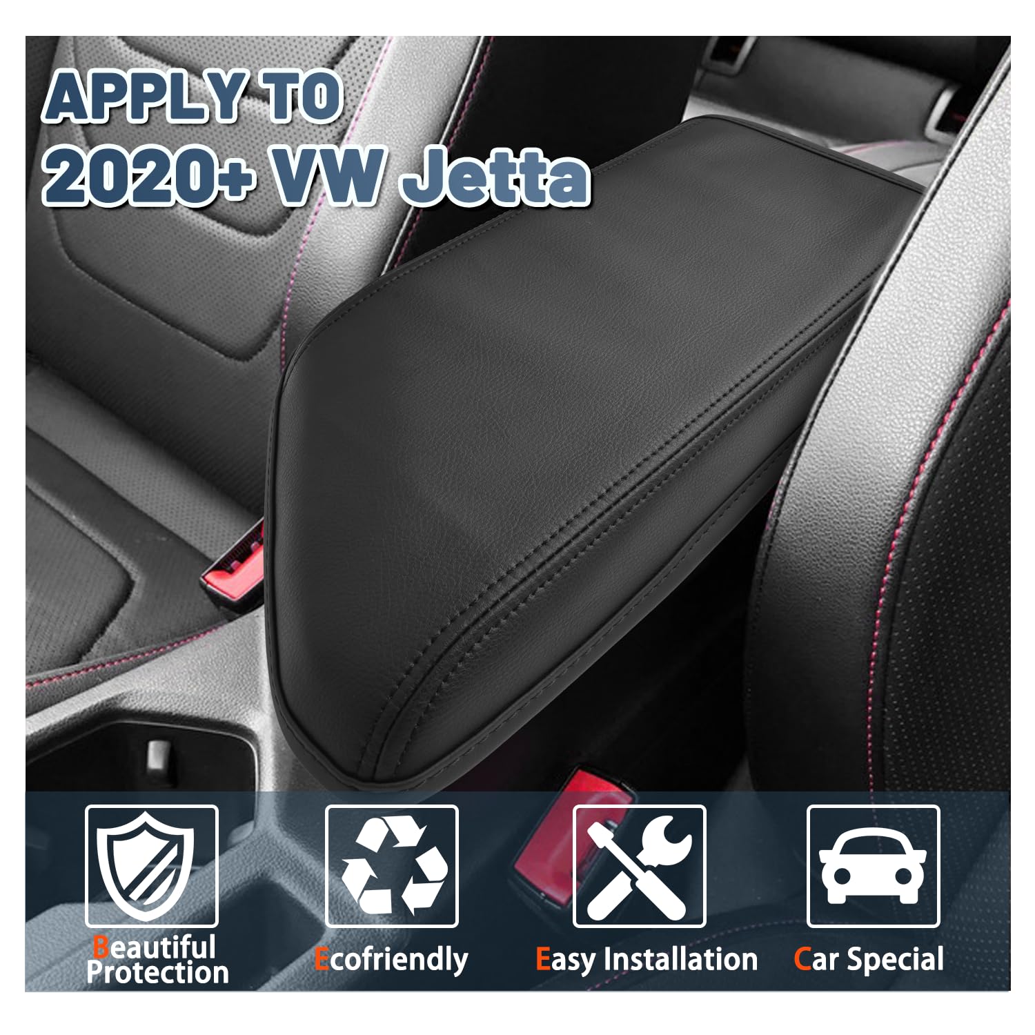 Ruiya 2025 Jetta Armrest Cover,For 2020-2025 Vw Jetta Accessories Center Console Cover Soft Comfy Armrest Lid Cover Compatible With 2020 2021 2022 2023 2024 2025 Volkswagen Vw Jetta S/Sport/Se/Sel