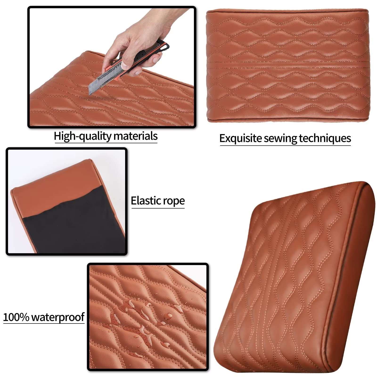 Qzhiren Car Center Console Cover-Armrest Box Mat,Memory Foam Leather Arm Rest Covering Car, Arm Rest Cushion For Suv/Truck/Vehic