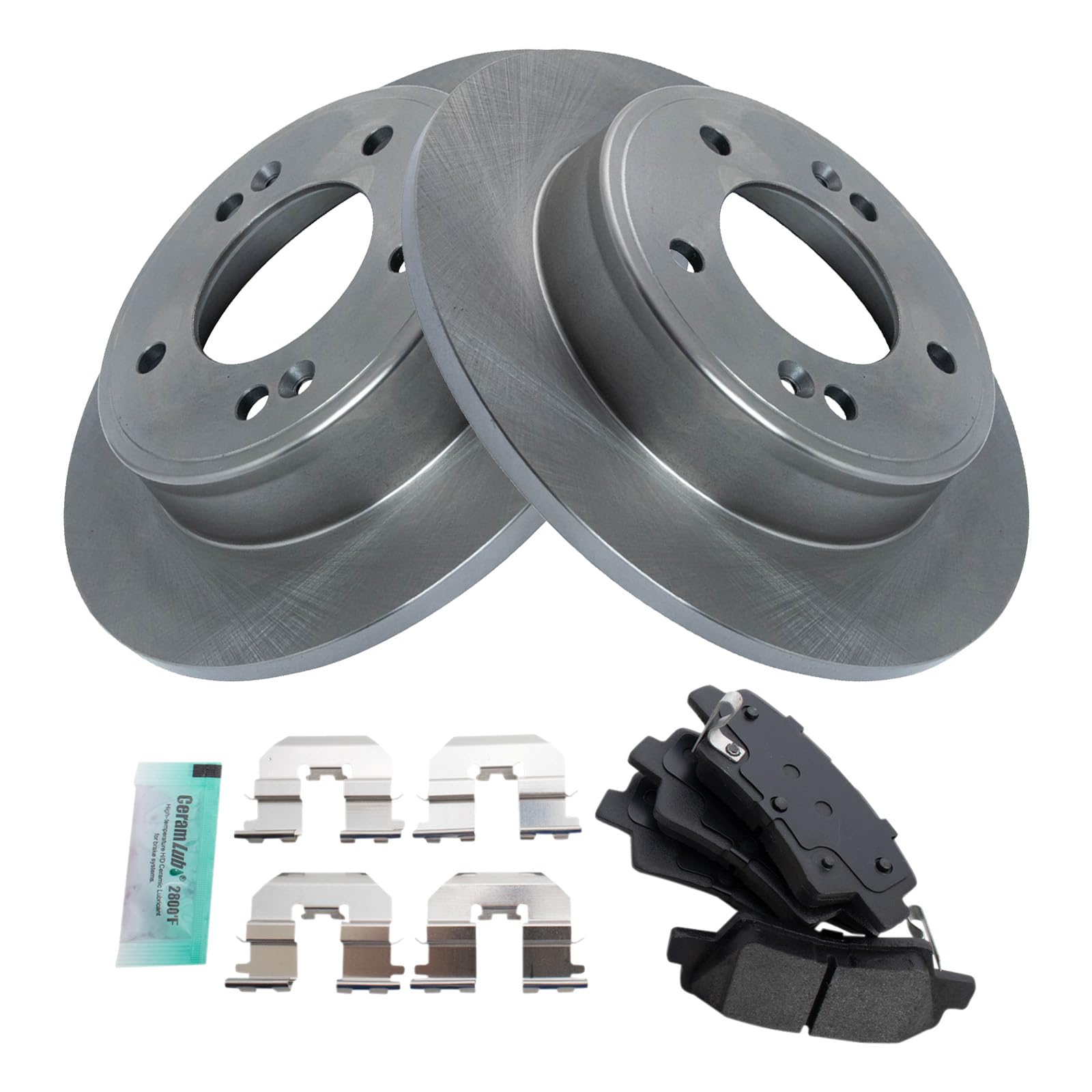 Trq Rear Brake Pad & Rotor Kit Brake Pads Brake Rotor Semi-Metallic Compatible With 2013-2016 Hyundai Elantra Gt 2012-2015 Velos