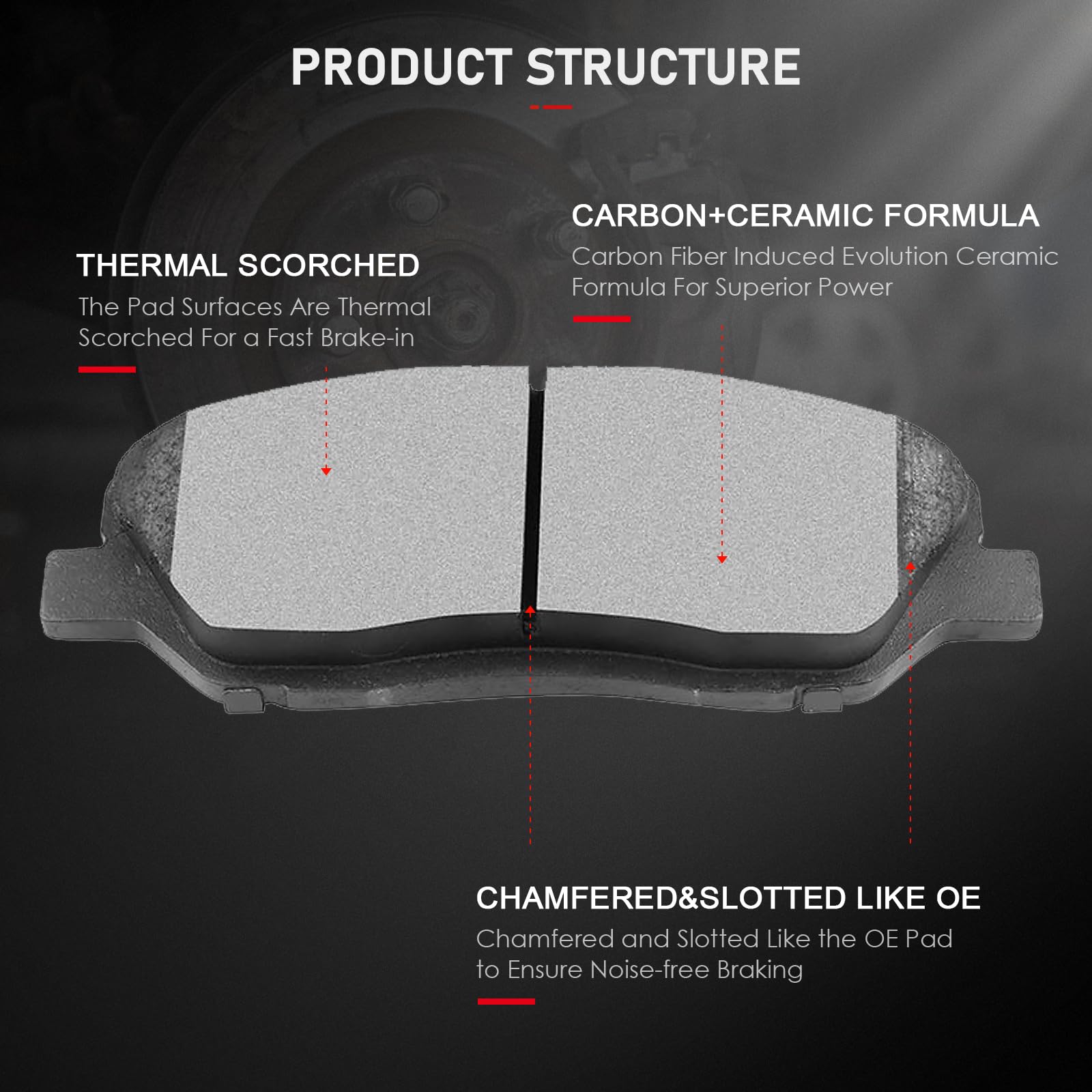 Cciyu D1297 D1202 Front & Rear Ceramic Disc Brake Pads Kit For Hyundai Santa Fe 2007-2009 8Pcs