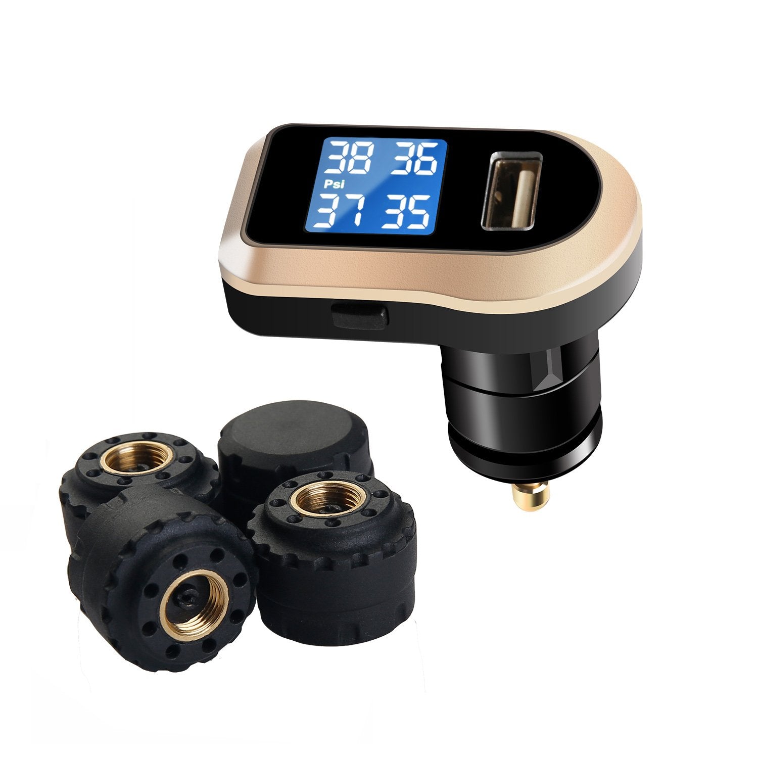 Vesafe Wireless Tire Pressure Monitoring System, Universal Tpms With Real-Time Lcd Display, 5 Alarm Modes, 4 Advanced Waterproof