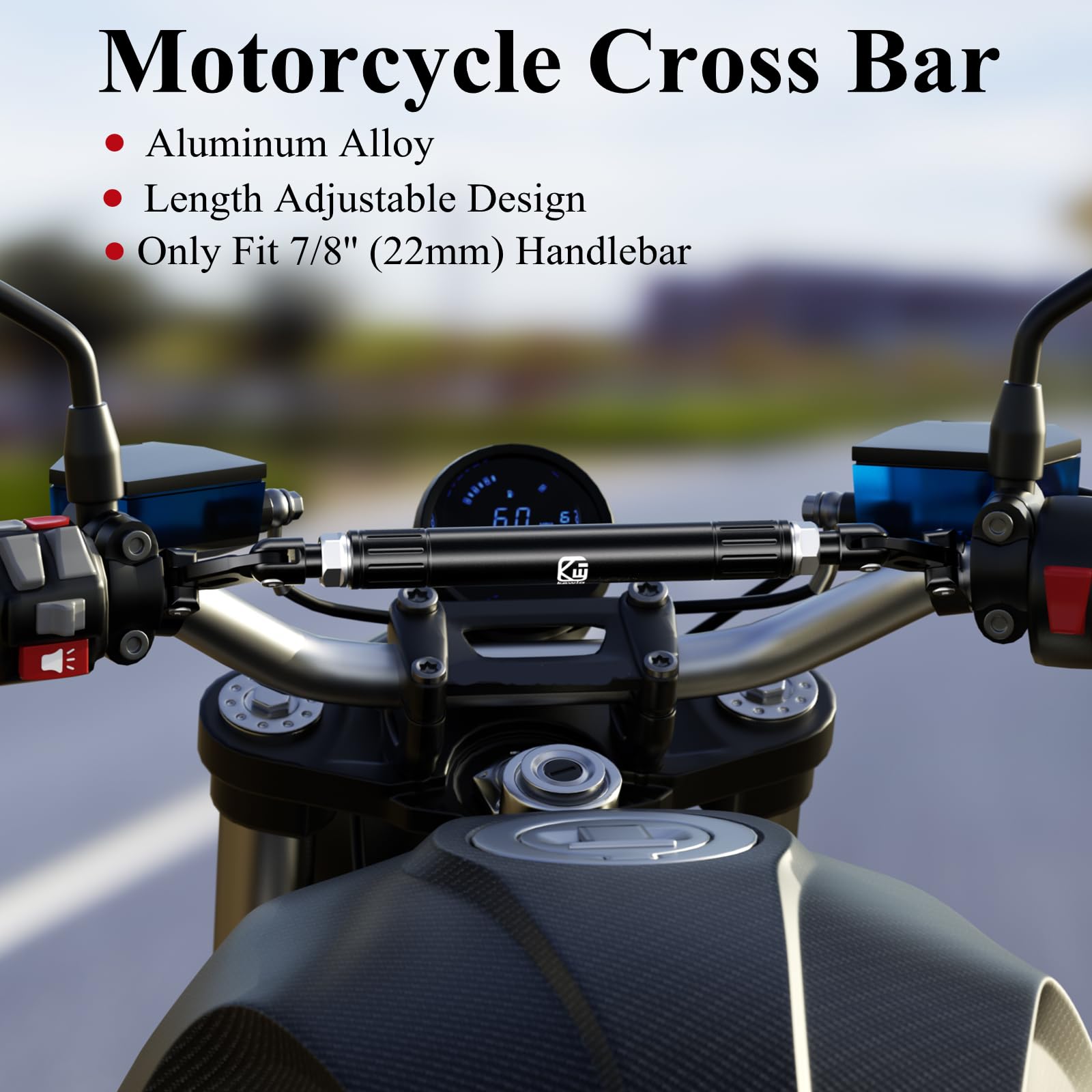 BRCOVAN Aluminum Motorcycle Handlebar Extender, Adjustable Length, Fits 22mm Bars, Black, Model HB4-L