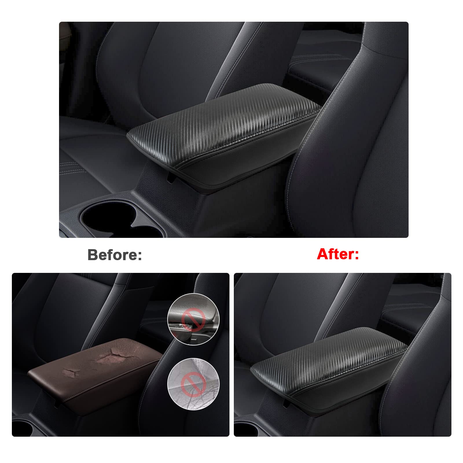Sxcy Fit For 2023 2024 Mitsubishi Outlander Armrest Cover Fit For 2022 2023 Outlander Center Console Cover For 2023 2024 Outlander Middle Console Cover For 2024 Outlander (Black Microfiber Leather)