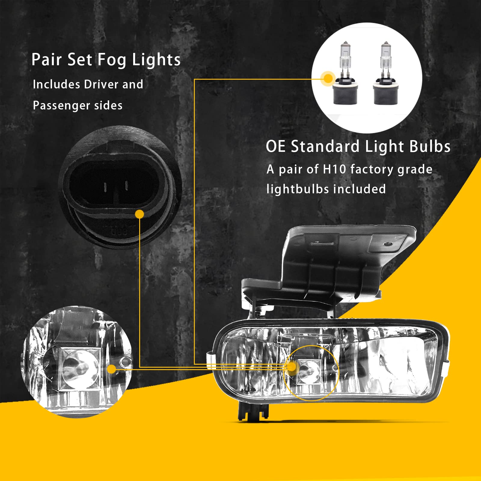 Fog Lights Compatible with 1999-2002 Chevy Silverado 1500 2500/2001 2002 Silverado 1500HD 2500HD 3500/2000-2006 Tahoe Suburban 1
