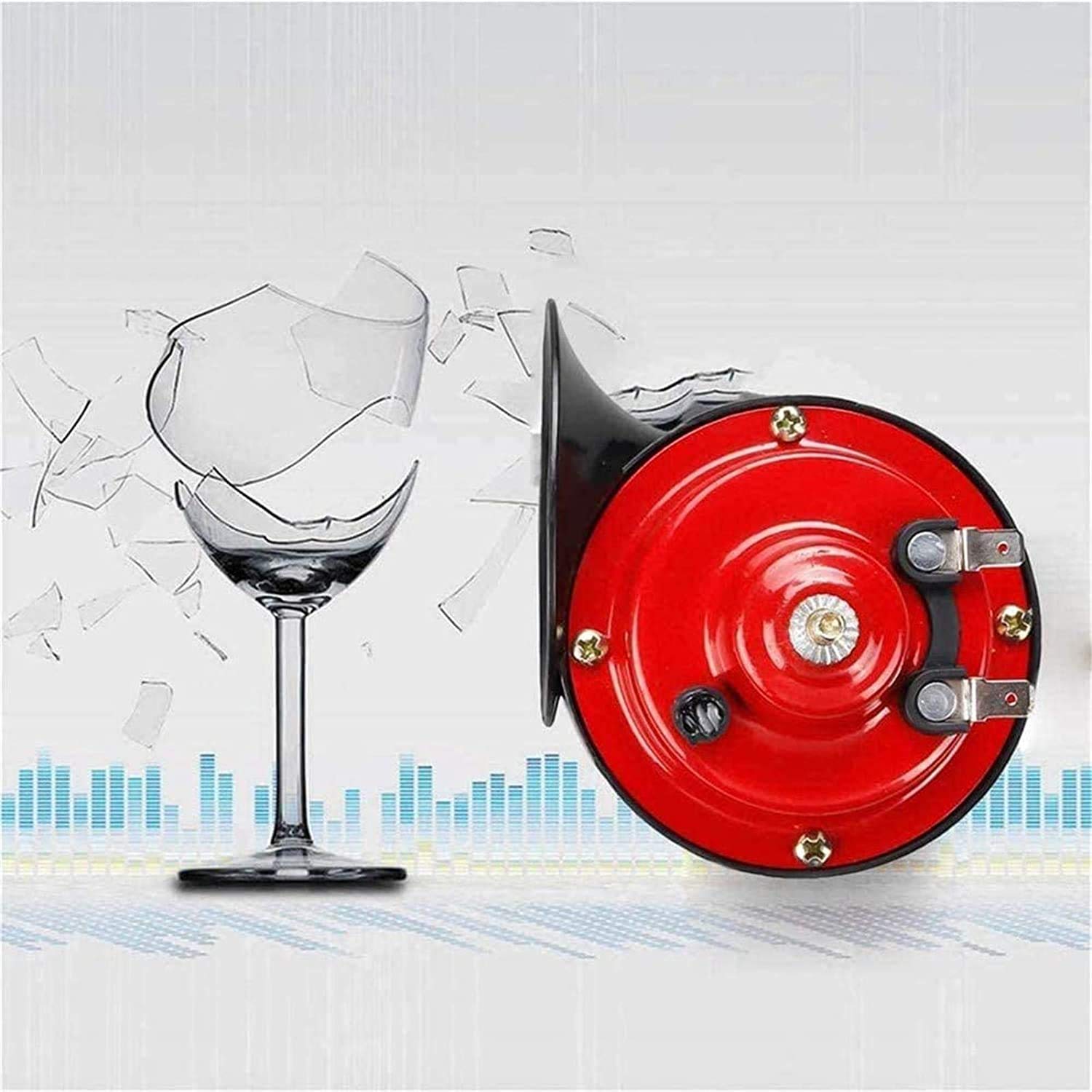 NUENUN 4 pcs 300DB Super Loud Train Horn for Truck Train Boat Car Air Electric Snail Single Horn, 12v Waterproof Double Horn Rag
