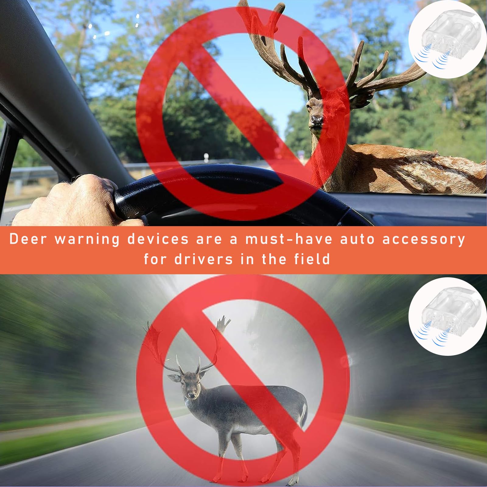 Dickno 4 Pcs Deer Whistles For Car, Automotive Deer Warning Whistle Devices, Animal Warning Devices Avoids Collision, Universal