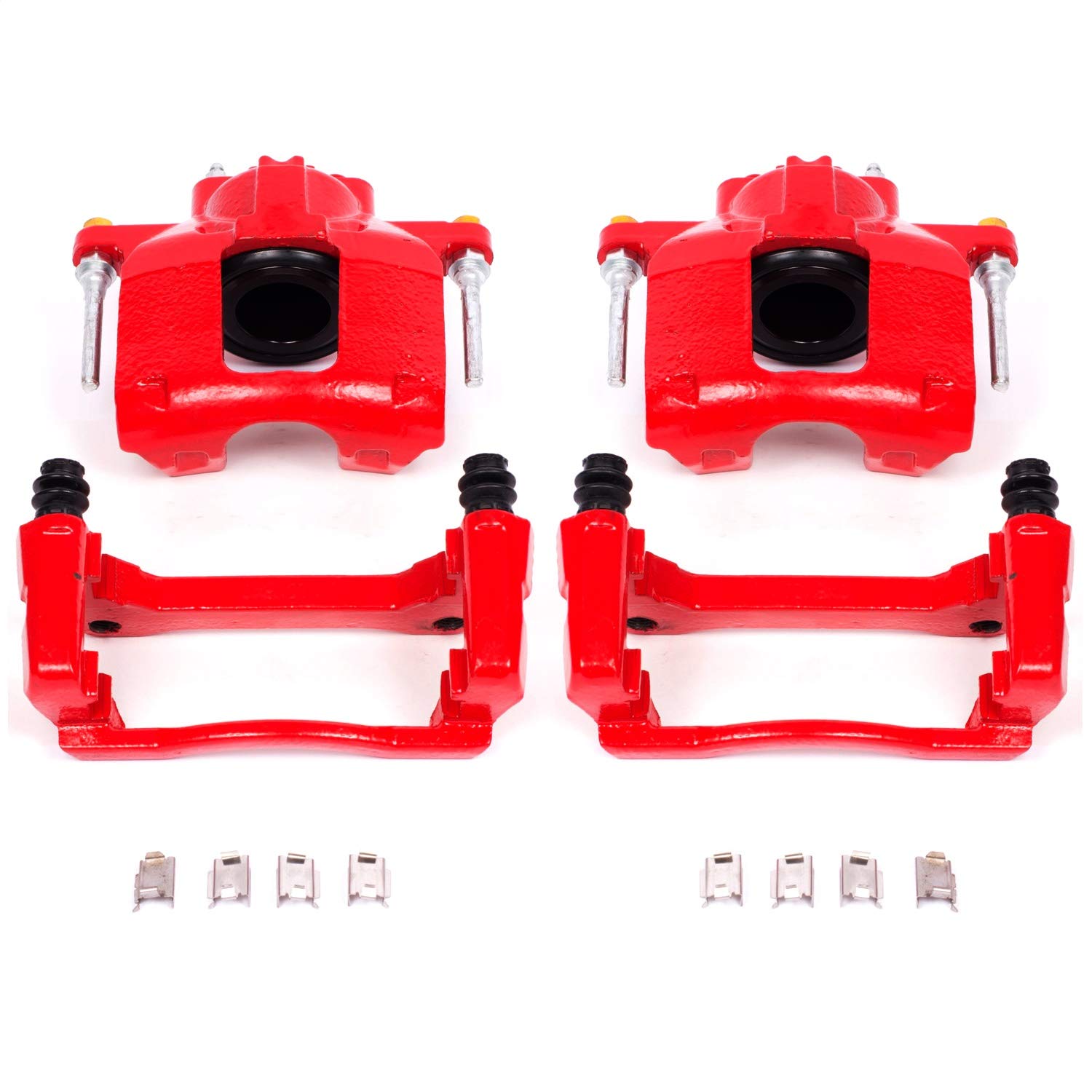 Power Stop S5044 Front Pair of High-Temp Red Powder Coated Calipers For Chrysler Town & Country | Dodge Grand Caravan Nitro | Je