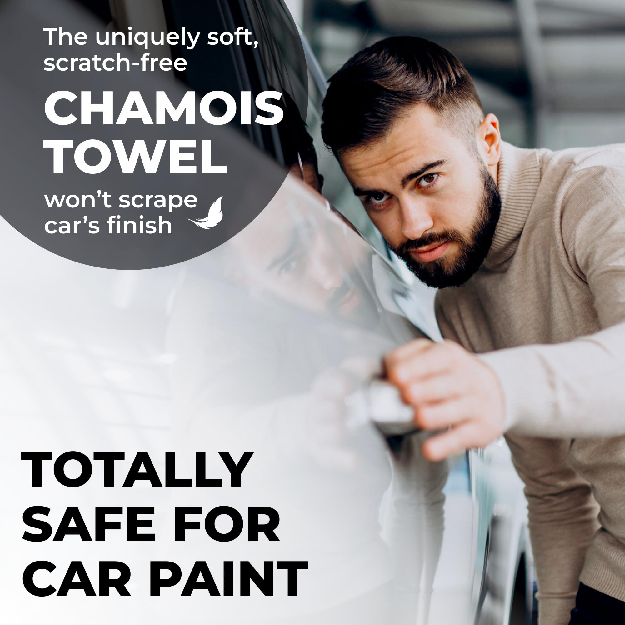 Premium Xl Shammy Towel For Car - (34   X25   ) - Super Absorbent Chamois Towel For Car - Spots And Scratch-Free Shammy Cloth Fo