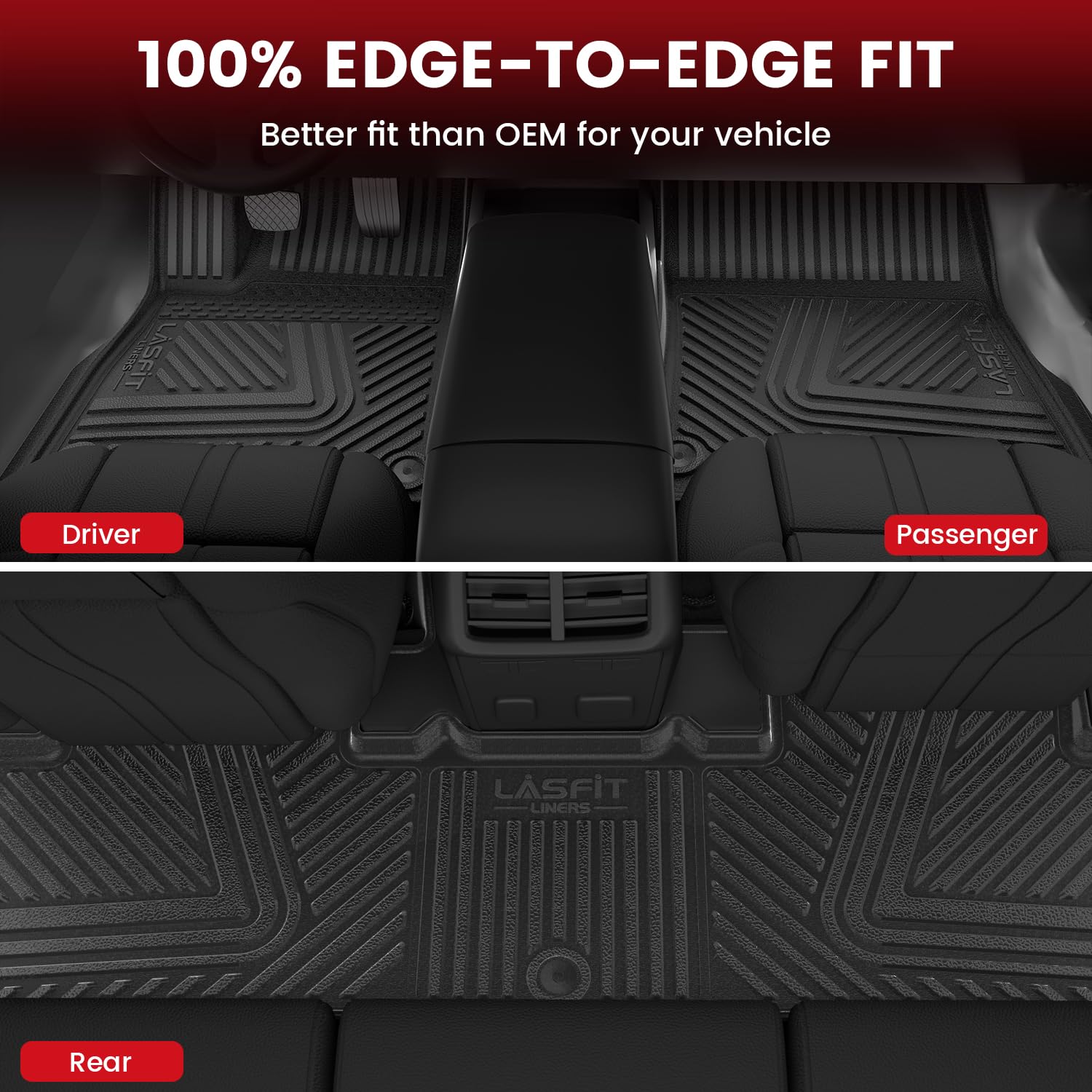 Lasfit Floor Mats For Rivian R1T 2022 2023 2024, All Weather Floor Liner Tpe Custom Fit Car Mats For Rivian R1T 1St & 2Nd Row Ru
