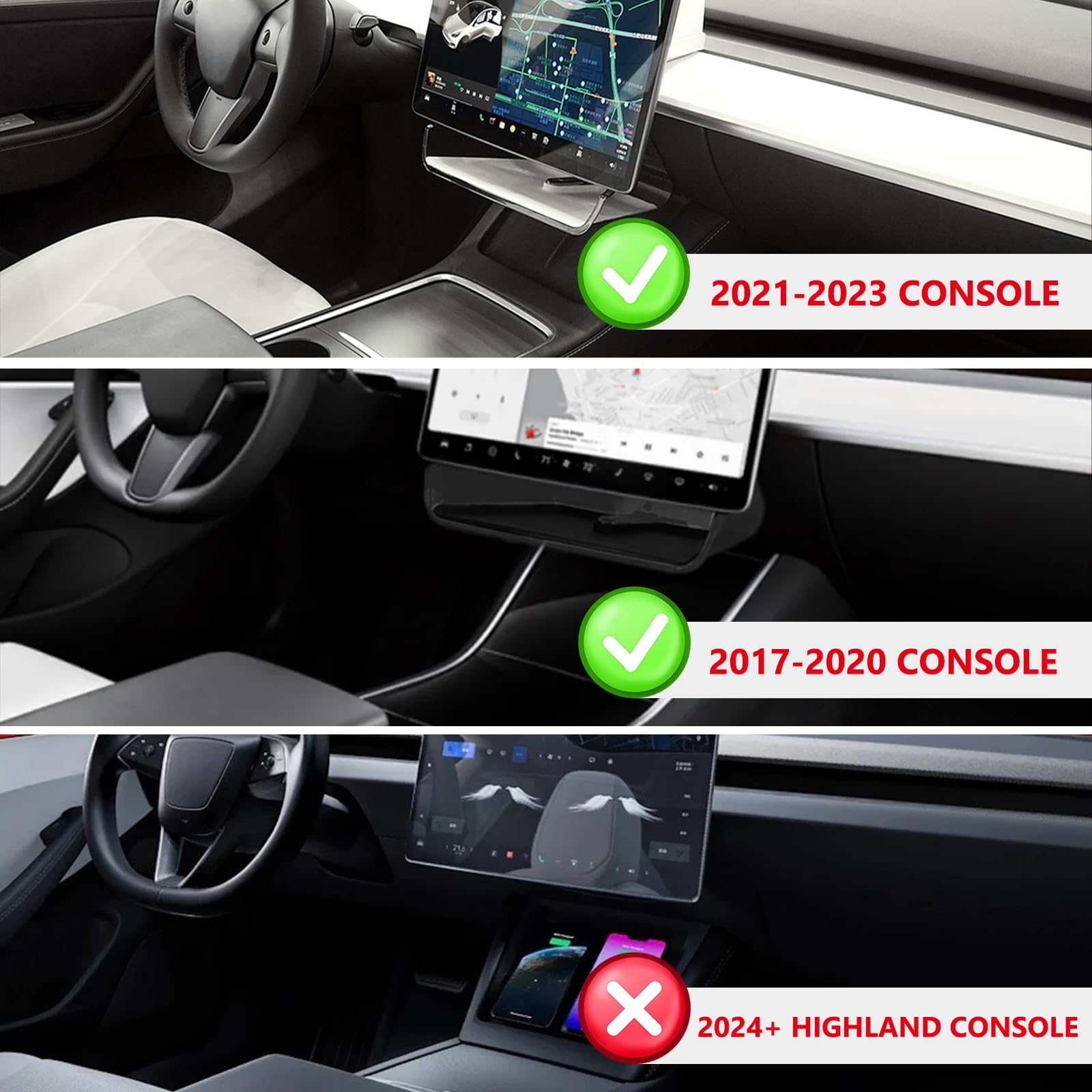 Klutchtech Telsa Model 3 Model Y Center Console Organizer Tray Magnetic Under Screen Storage Box Behind Screen Tray Dashboard Or