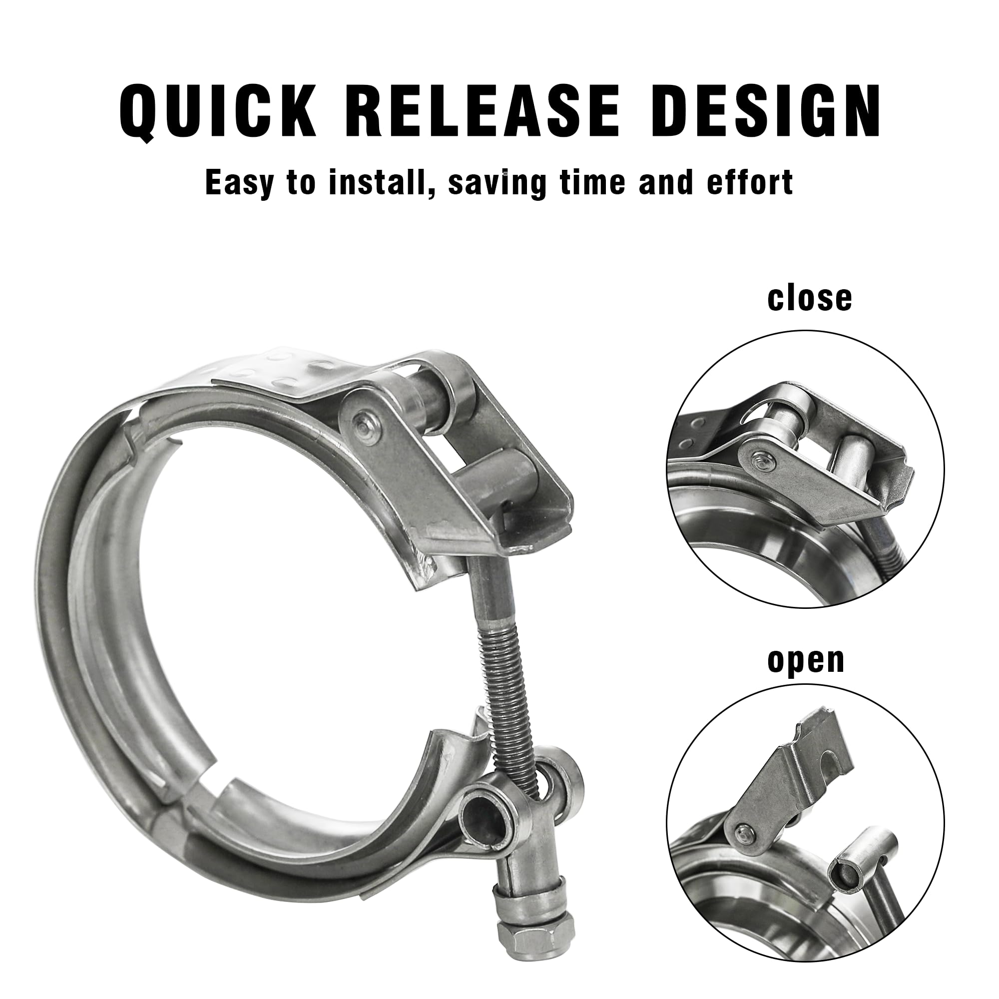Wysiwyka 2.25 Inch Quick Release V Band Clamp-Stainless Steel_304,Clamp Fittings For Exhaust Pipe Flanges 1 Pack