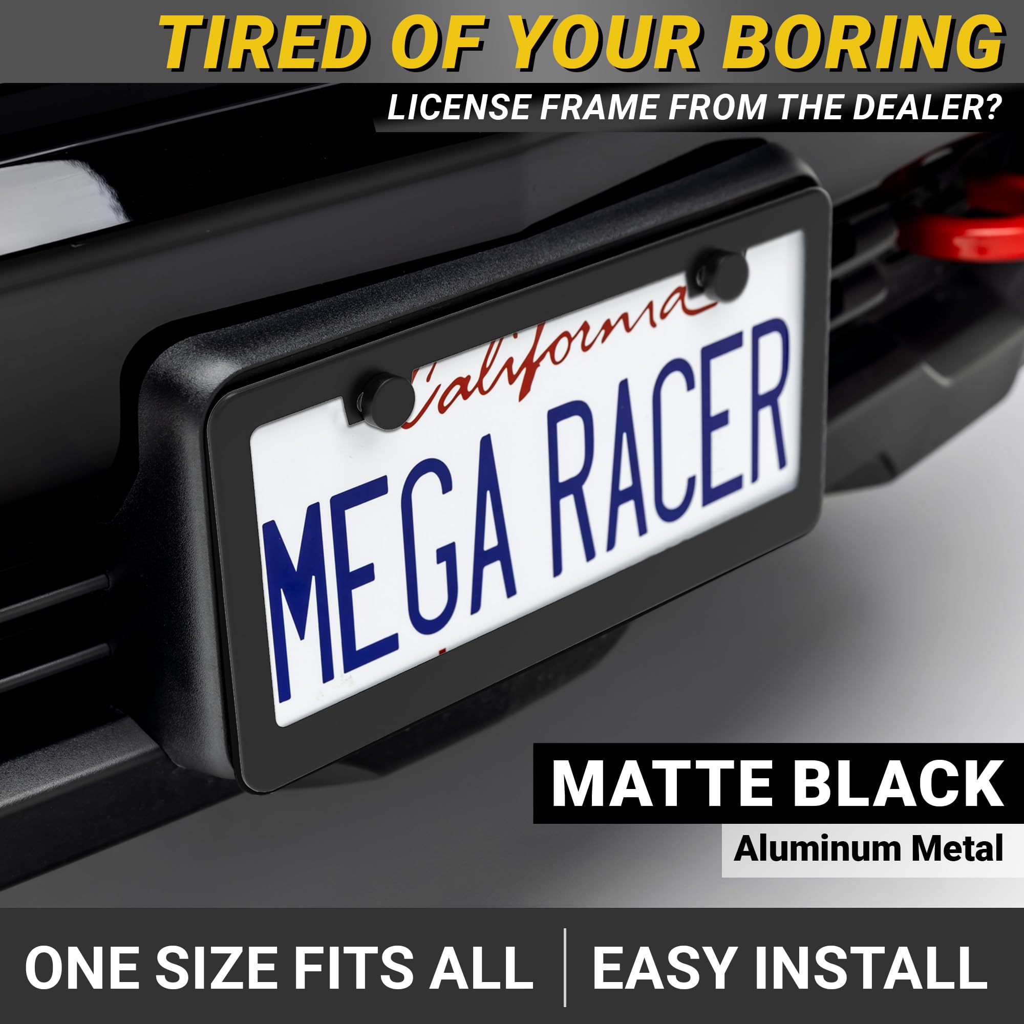Matte Black License Plate Frame Holder | Metal License Plate Cover for Car Plate Frames | Car License Plate Frames Black Licence