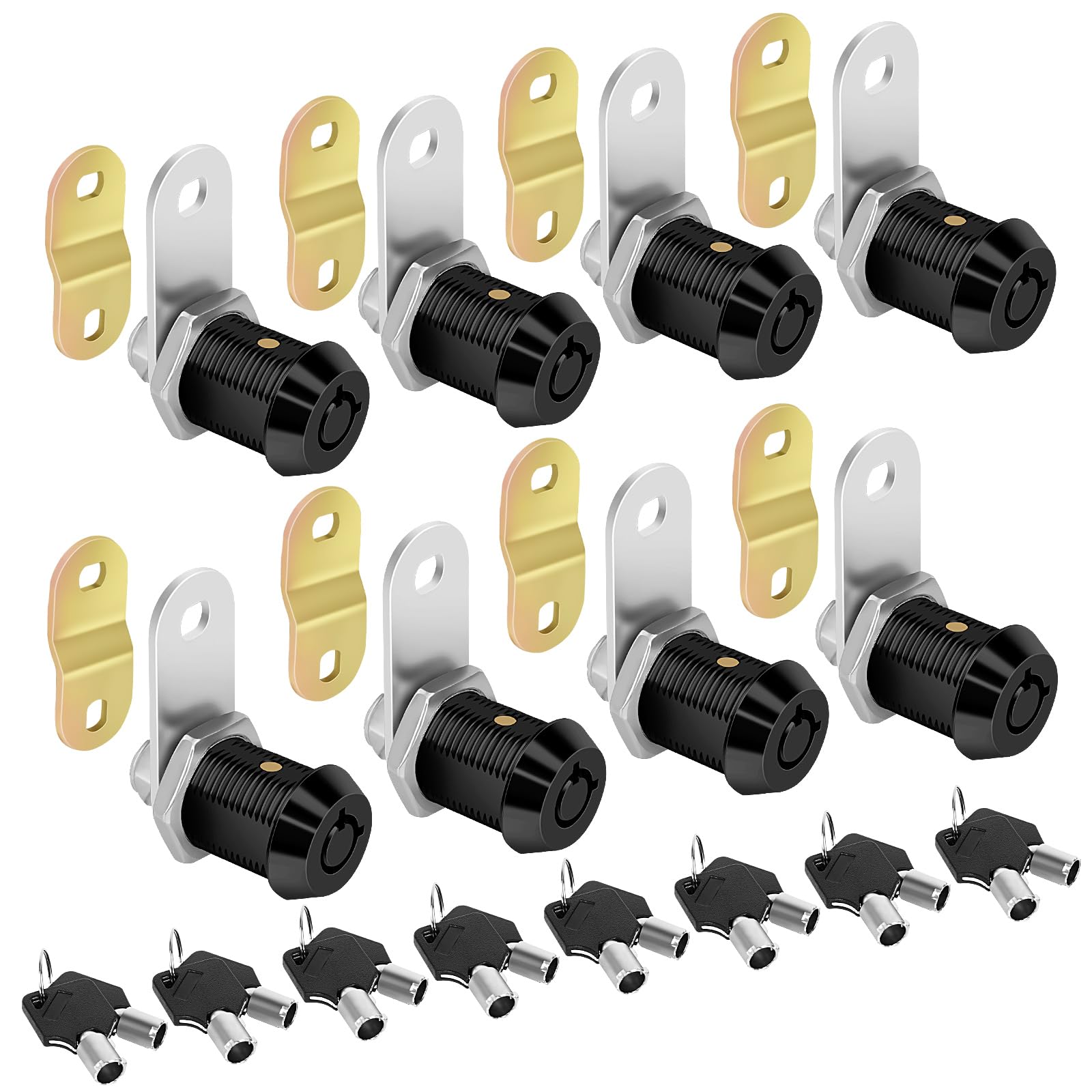 Sartatue Cam Locks RV Storage Lock Keyed Alike Black Finish,8 Pack 7/8 Cylinder for RV Compartment, Toolbox Trailer Replacement 