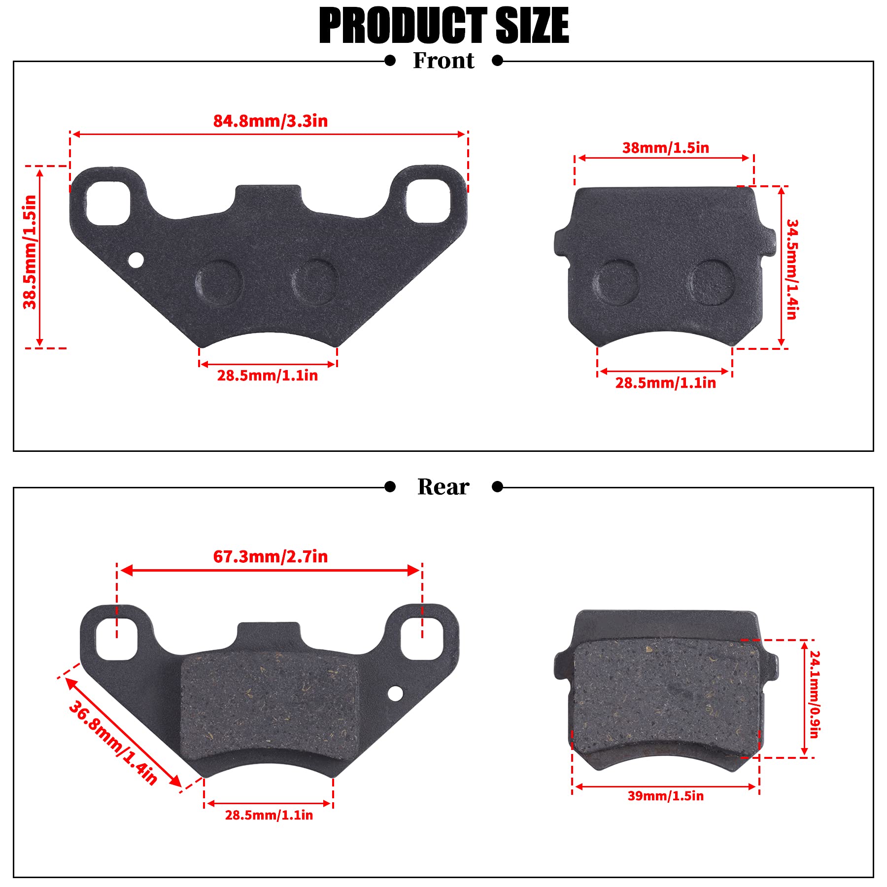 MWMNUN Disc Brake Pads Compatible with 50cc 70CC 90 cc 110 cc 125cc Taotao SunL JCL Coolster Kandi Supermach Tank Kandi Kinroad