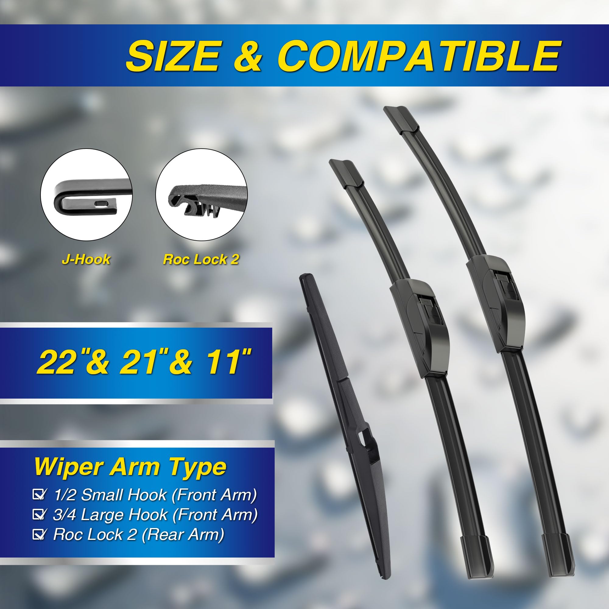 5 Plus Silicone Windshield Wiper Blades Replacement For 2021-2014 Jeep Grand Cherokee Wiper Blades(Set Of 3),Automotive Replacem