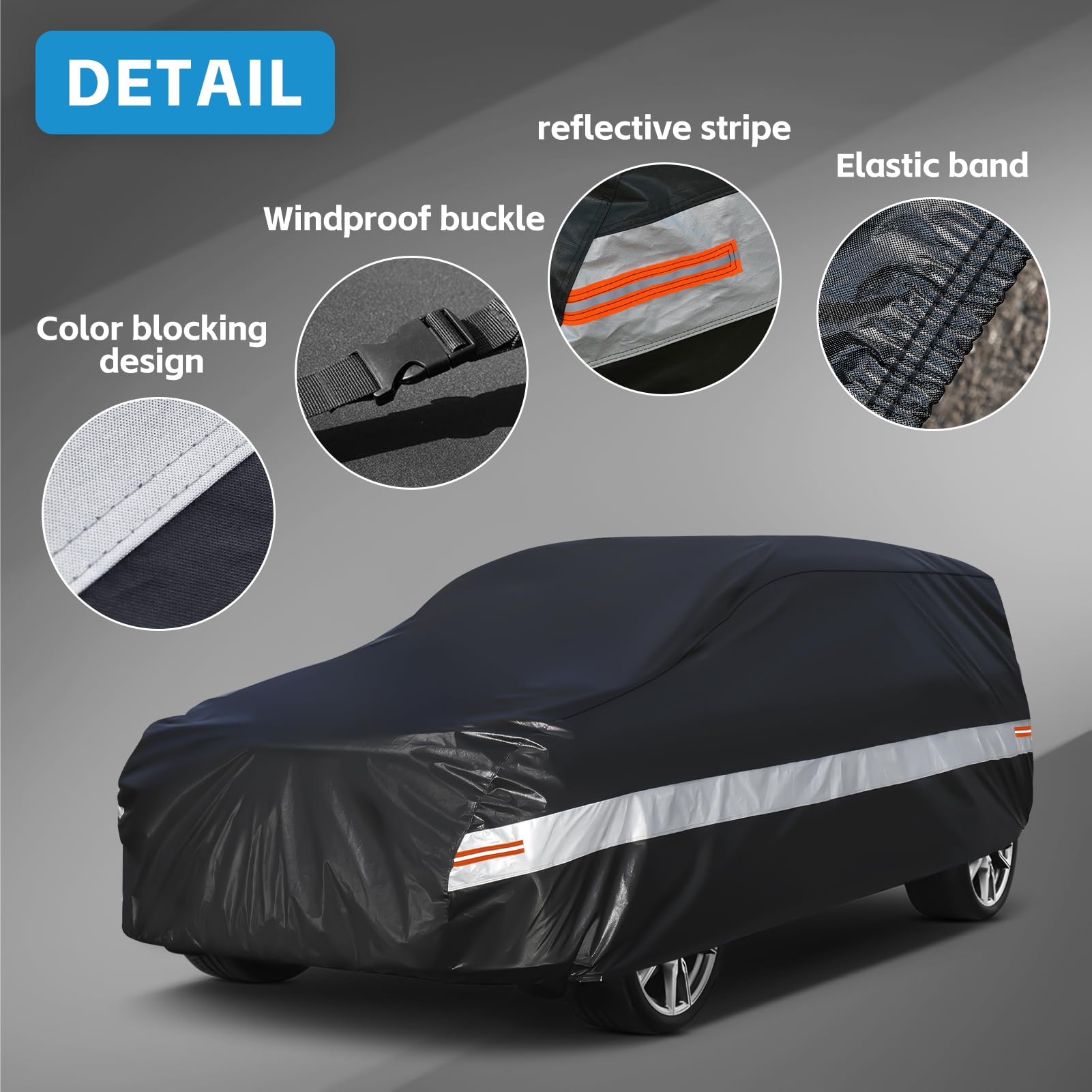 Holthly 10 Layers Car Cover Waterproof All Weather For Large Suv,100% Waterproof Outdoor Car Covers Rain Snow Uv Dust Protection