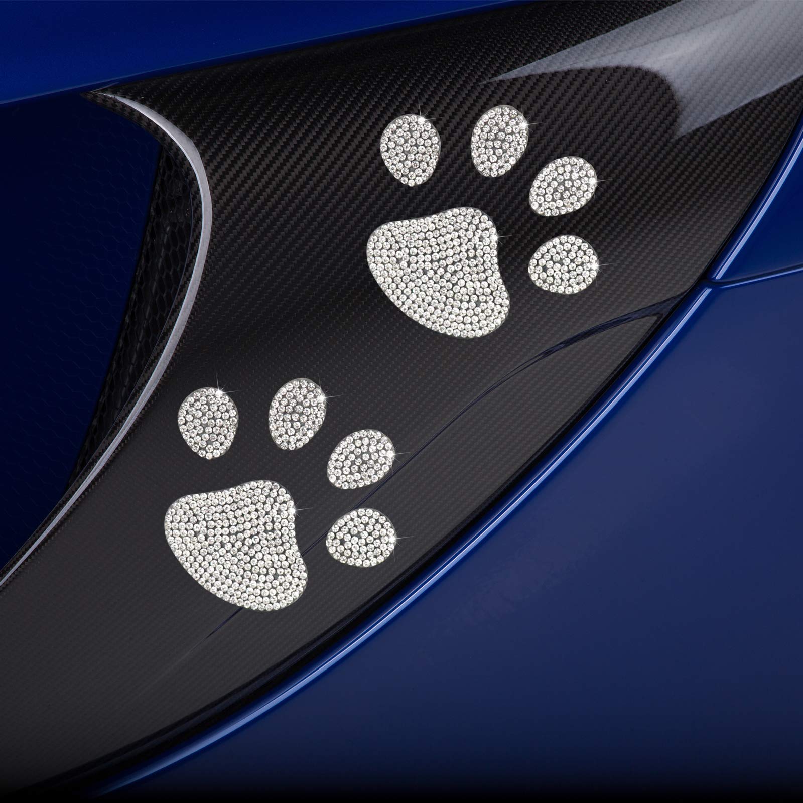 Hungmieh Bling Rheinstone Dog Paw Sticker, Cat Paw Print Stickers Bear Animal Footprint Decal For Cars Truck Window Laptops Ipad