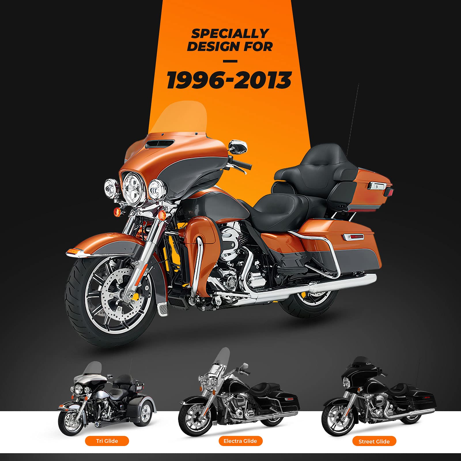Kemimoto Touring Windshield Bags, Batwing Fairing Pouches Compatible With 1996 1997 1998-2013 Touring Street Glide Electra Glide