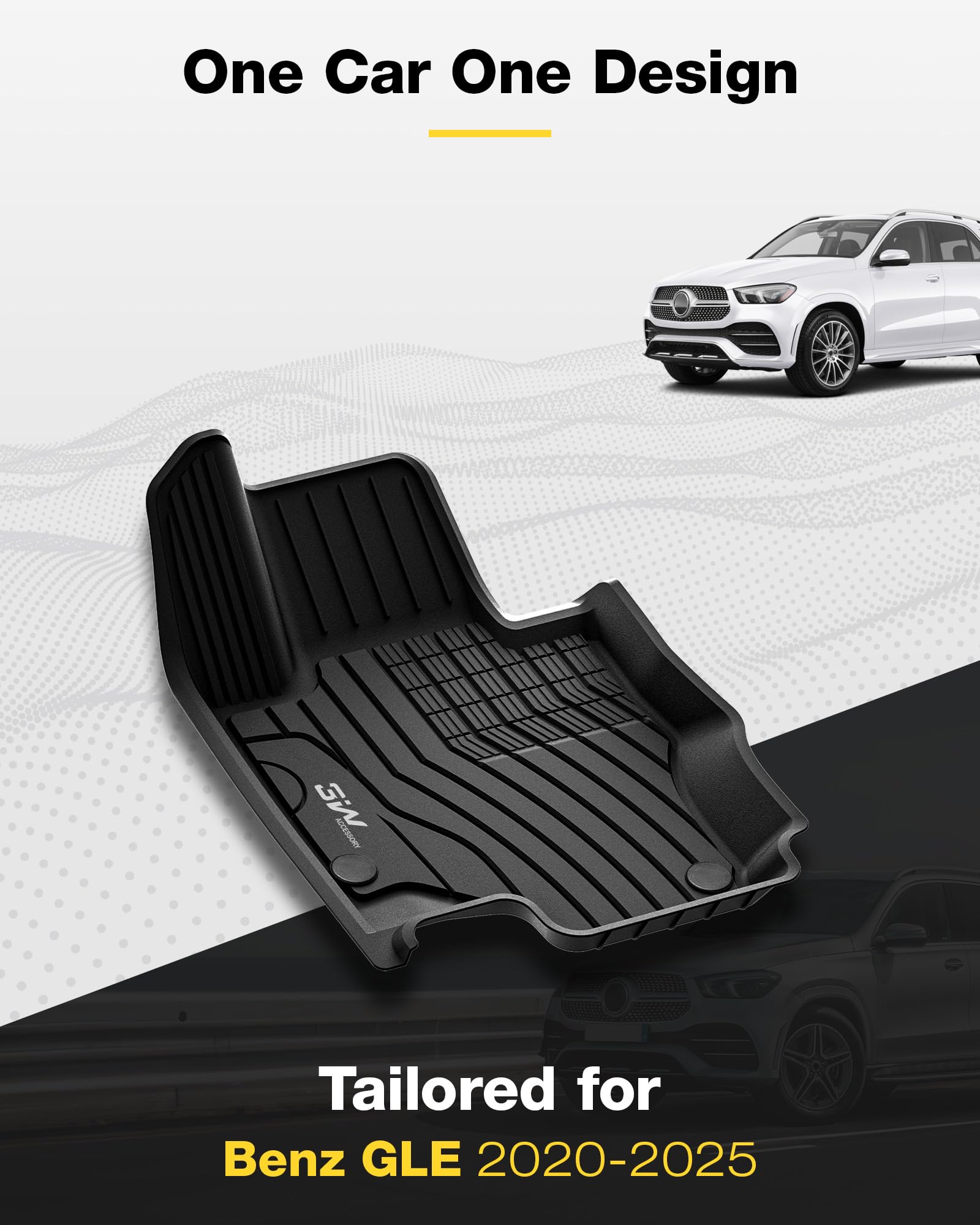 3W Floor Mats & Cargo Liner For Mercedes Benz Gle 2020-2025, Tpe All Weather Custom Fit Floor Liner & Cargo Mats 1St &2Nd Rows C