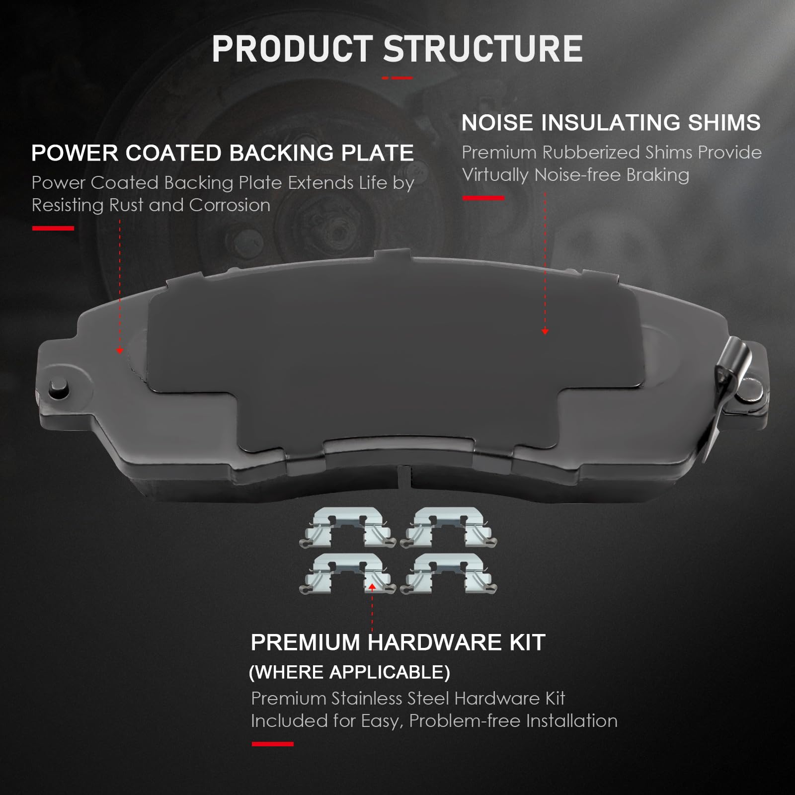 Cciyu Professional Ceramic Front Brakes Pads Set Fit For 07-12 For Acura Rdx,10-11 For Honda For Accord Crosstour,12 For Honda C