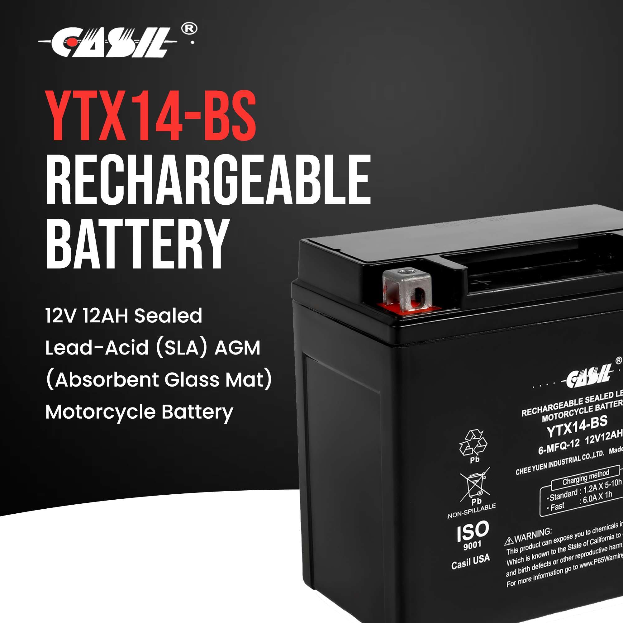 Casil YTX14-BS Battery Replacement for Mercedes Auxiliary 2115410001