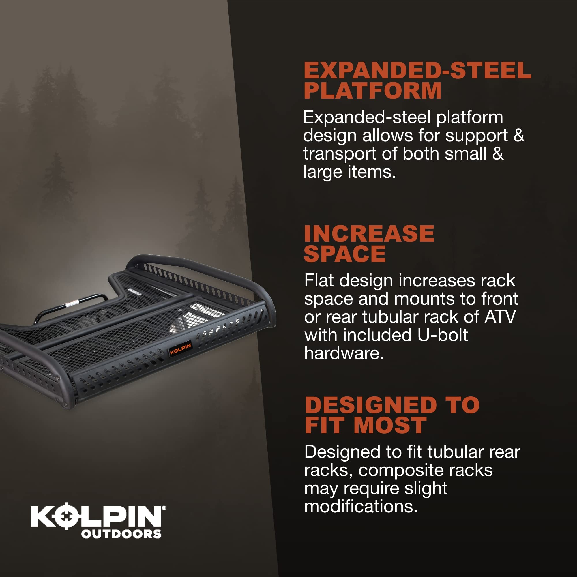 Kolpin ATV Flat Rack 53400, Alloy Steel, One Size, Black