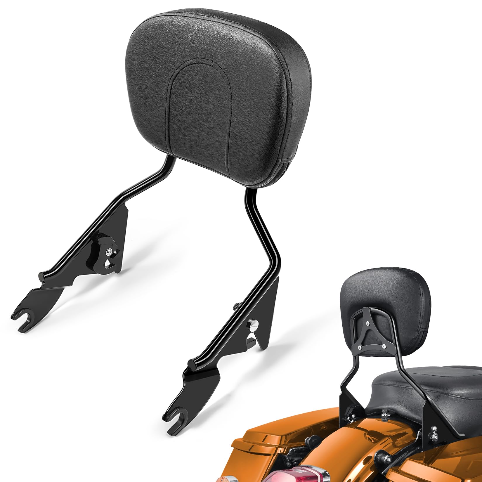 Pbymt Detachable Passenger Backrest, Quick Release 2-Up Sissy Bar Fit For Harley Davidson Touring Street Glide Road Glide Road King Electra Glide 2009-2024, Gloss Black