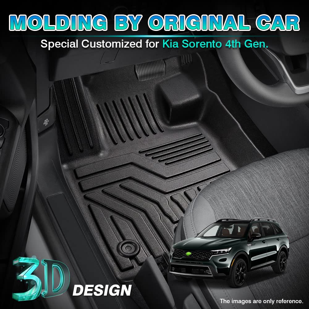 T Tgbros Floor Mats Custom Fit For 2021 2022 2023 2024 Kia Sorento (Only Fits Bench Model &7 Seats) Accessories All Weather Prot