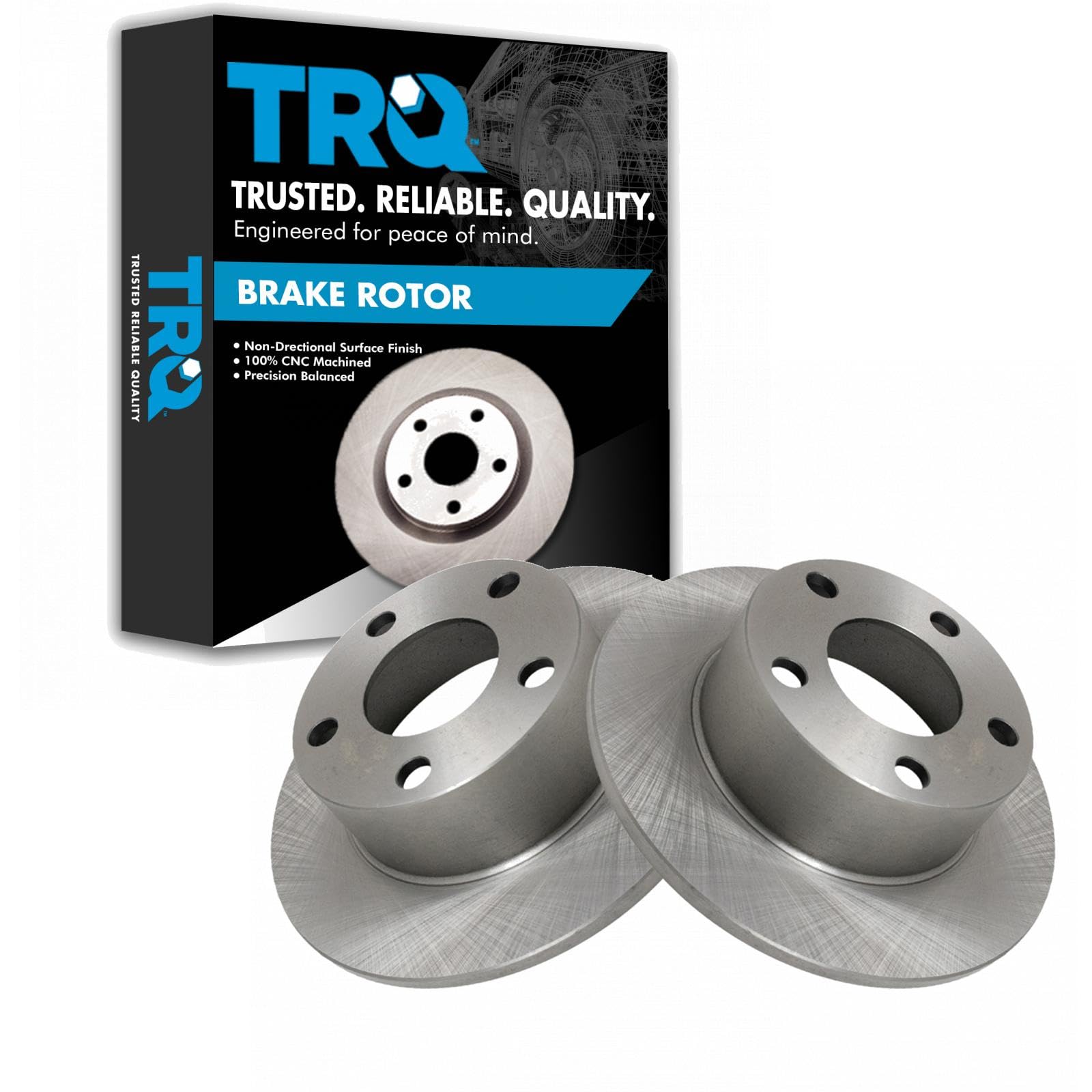 Trq Rear Brake Rotors Set Solid Compatible With 1992-1994 Audi 100 100 Quattro 1995-2004 A6 1995-1997 A6 Quattro 1998-2005 Volks