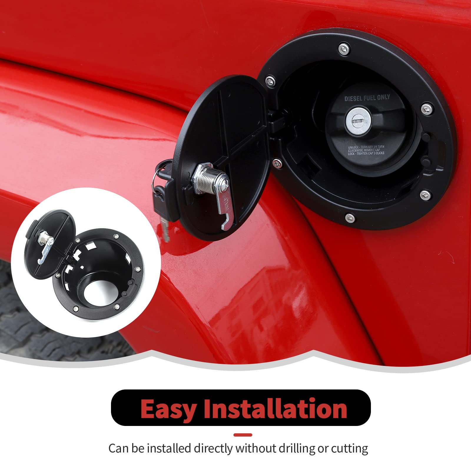 Rt-Tcz Fuel Filler Door Locking Gas Tank Cap Cover Accessories For Jeep Wrangler 2007-2018 Jk Jku,Locking Us Flag